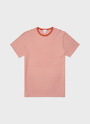Men's Classic T-shirt in White/Burnt Sienna English Stripe