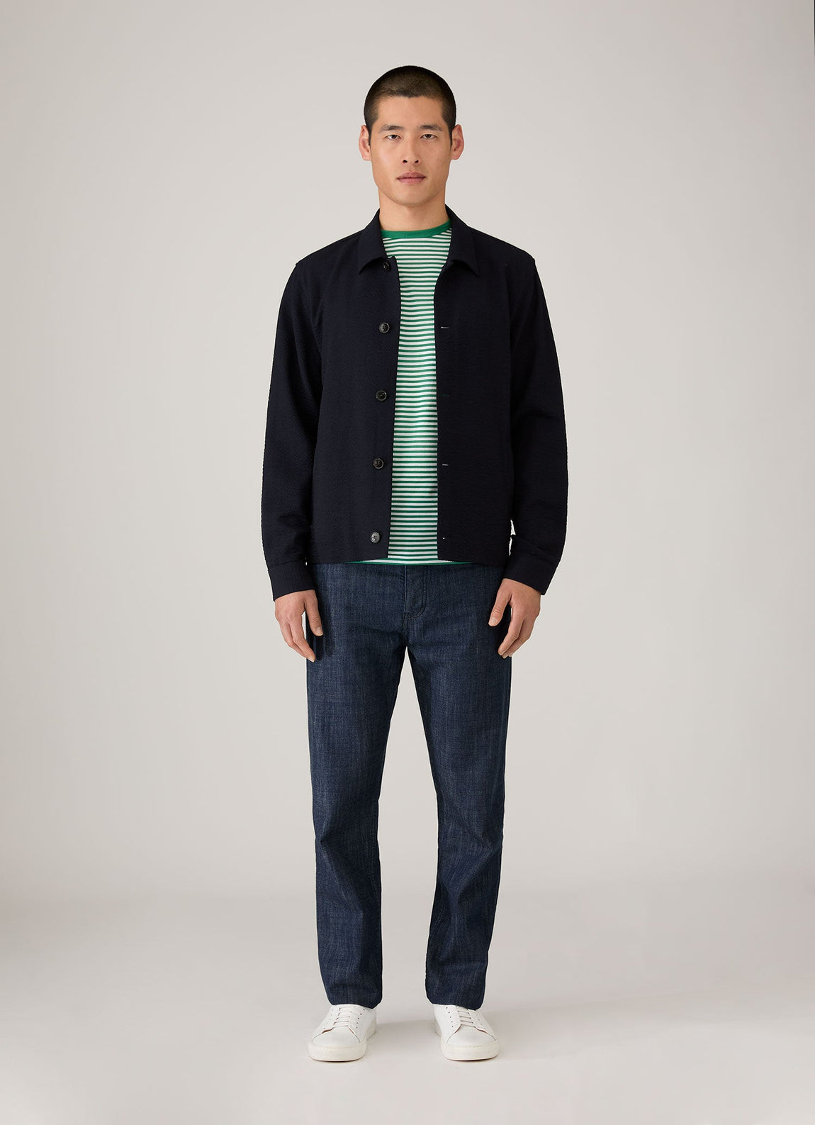 Men's Classic T-shirt in White/Bright Green English Stripe