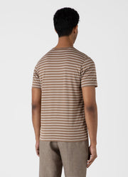 Men's Classic T-shirt in Dark Sand/Ecru Tramline Stripe