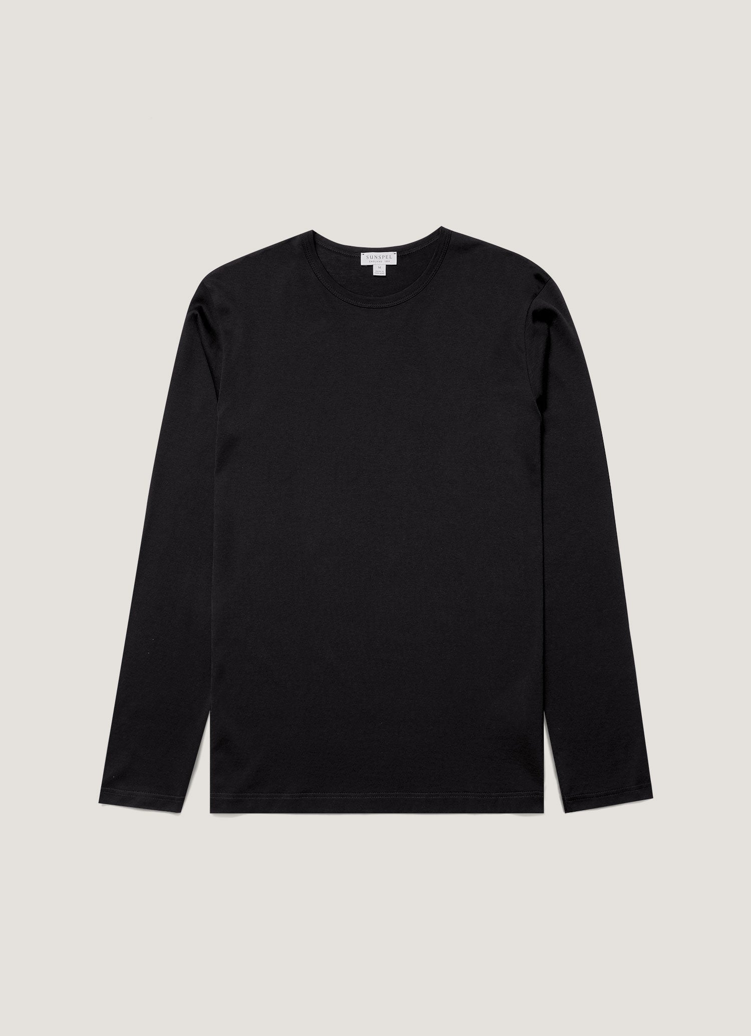 Men's Long Sleeve Classic T-shirt in Black | Sunspel