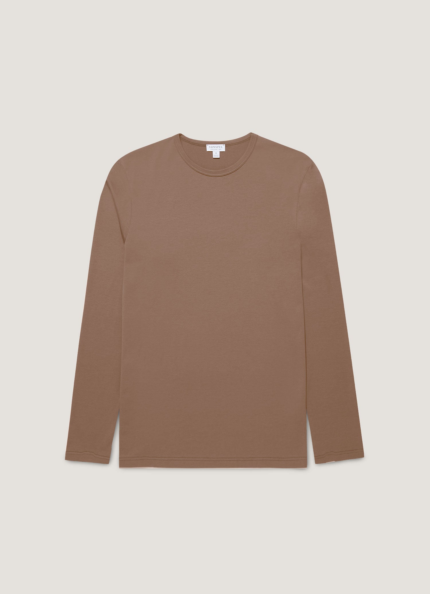 Men's Long Sleeve Classic T-shirt in Bark | Sunspel