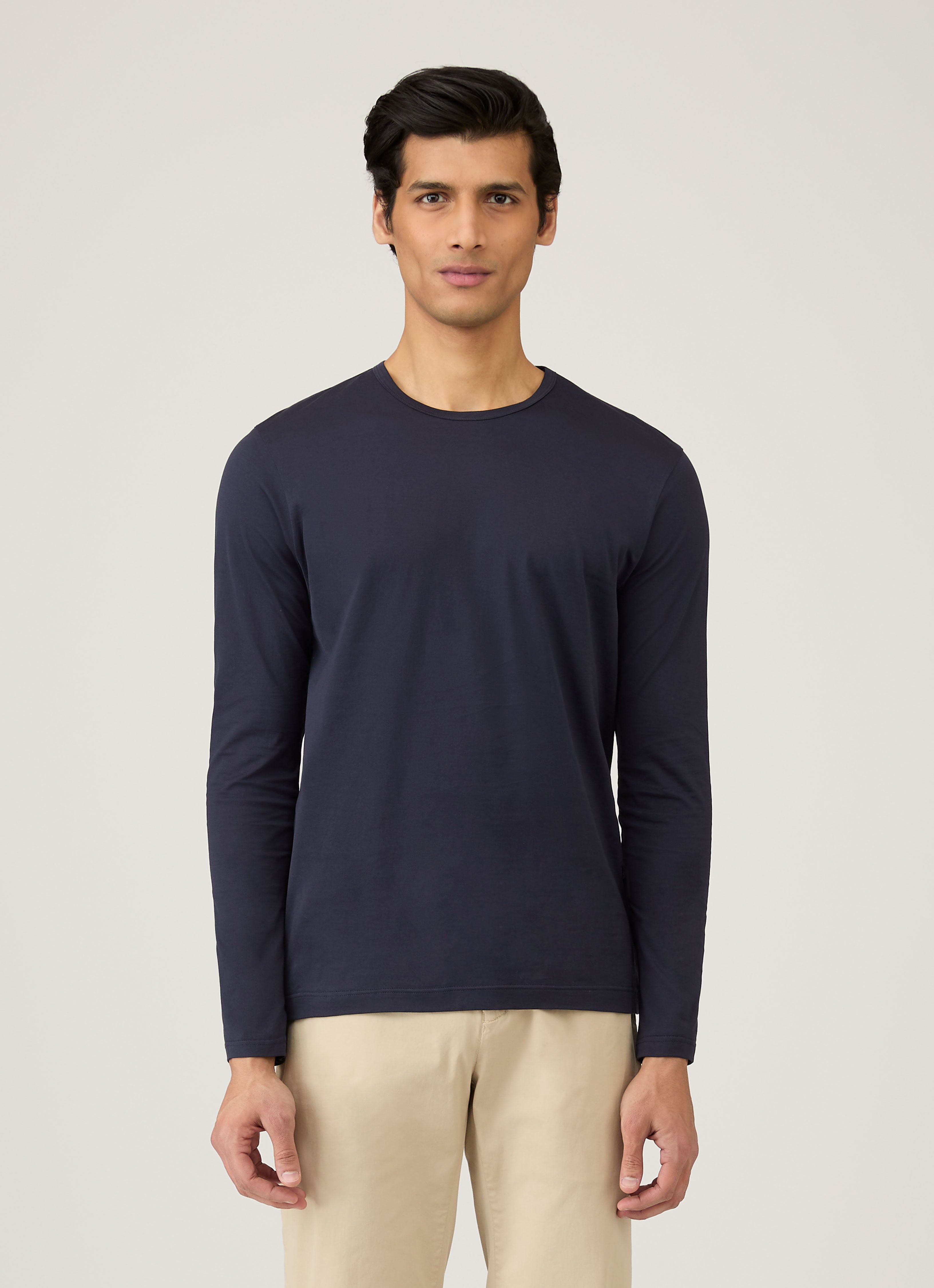 Noel　SUNSPEL CLASSIC T shirts+long T Men's Long Sleeve Classic T-shirt in Navy | Sunspel