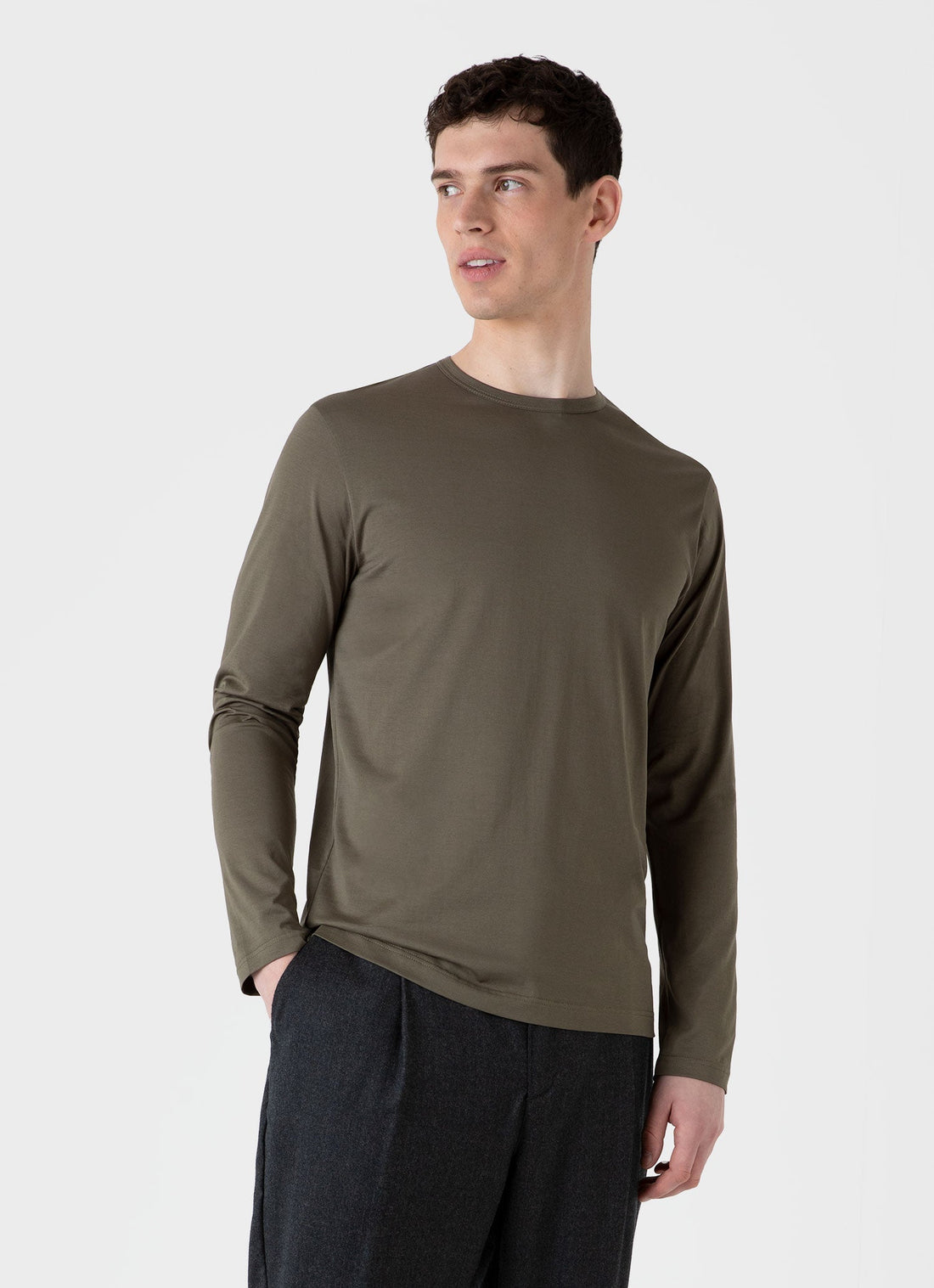 Men's Long Sleeve Classic T-shirt in Khaki