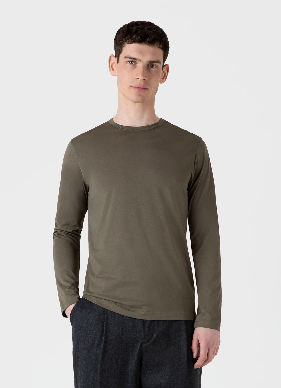 Men's Long Sleeve Classic T-shirt in Khaki