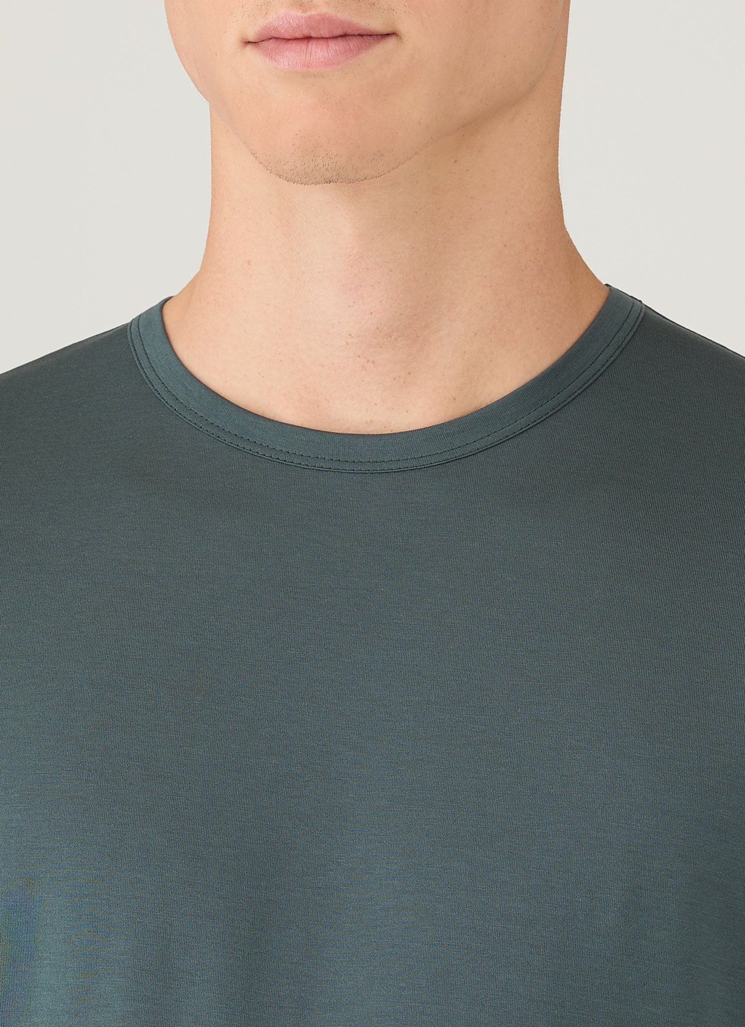 Men's Long Sleeve Classic T-shirt in Dark Petrol | Sunspel