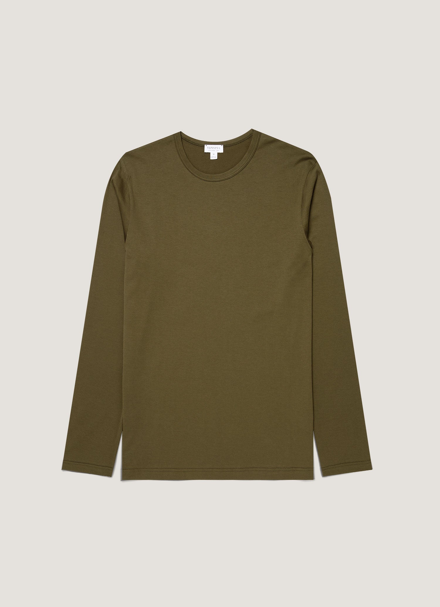 Men's Long Sleeve Classic T-shirt in Deep Olive | Sunspel