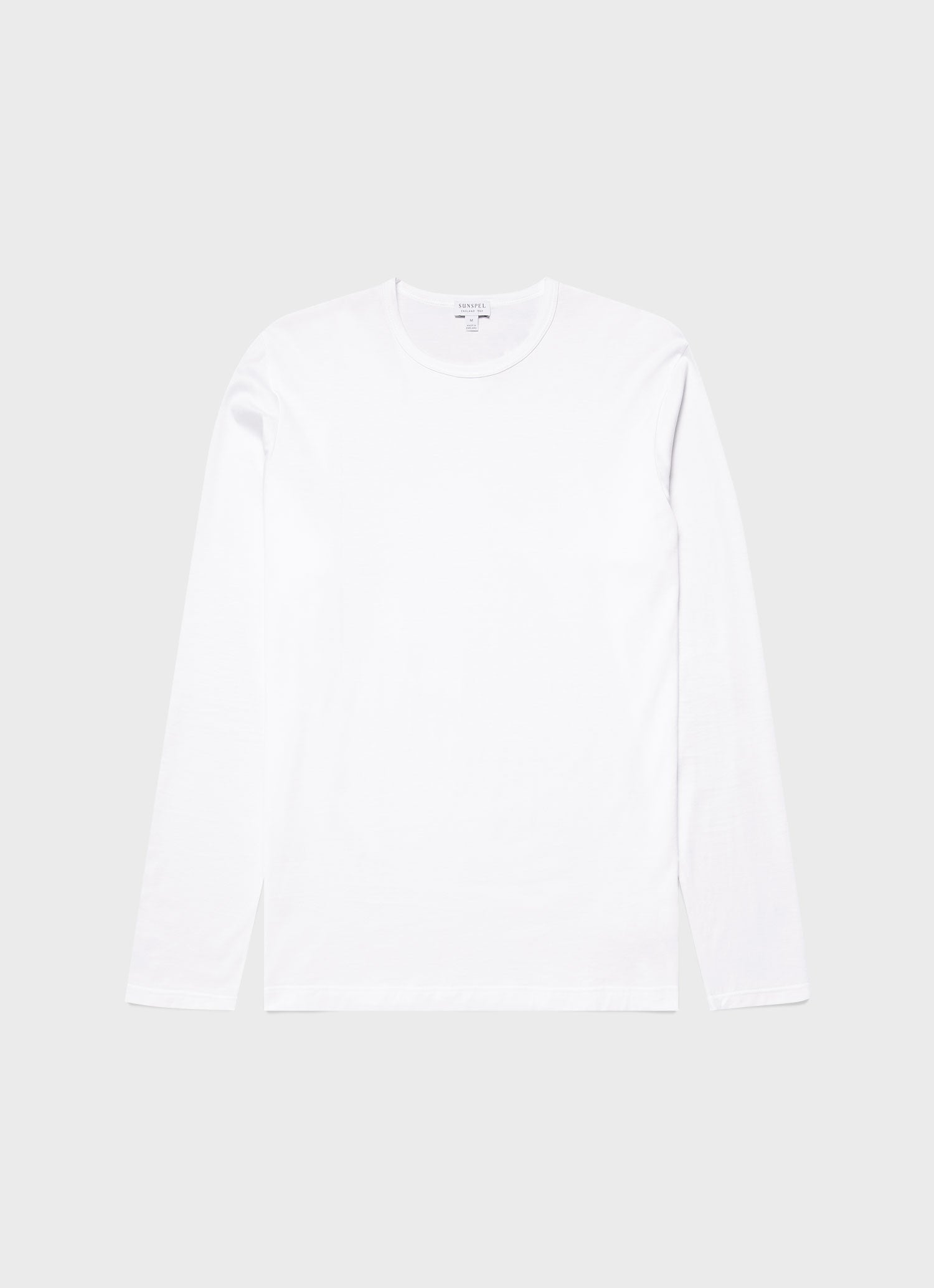 Men's Long Sleeve Classic T-shirt in White | Sunspel