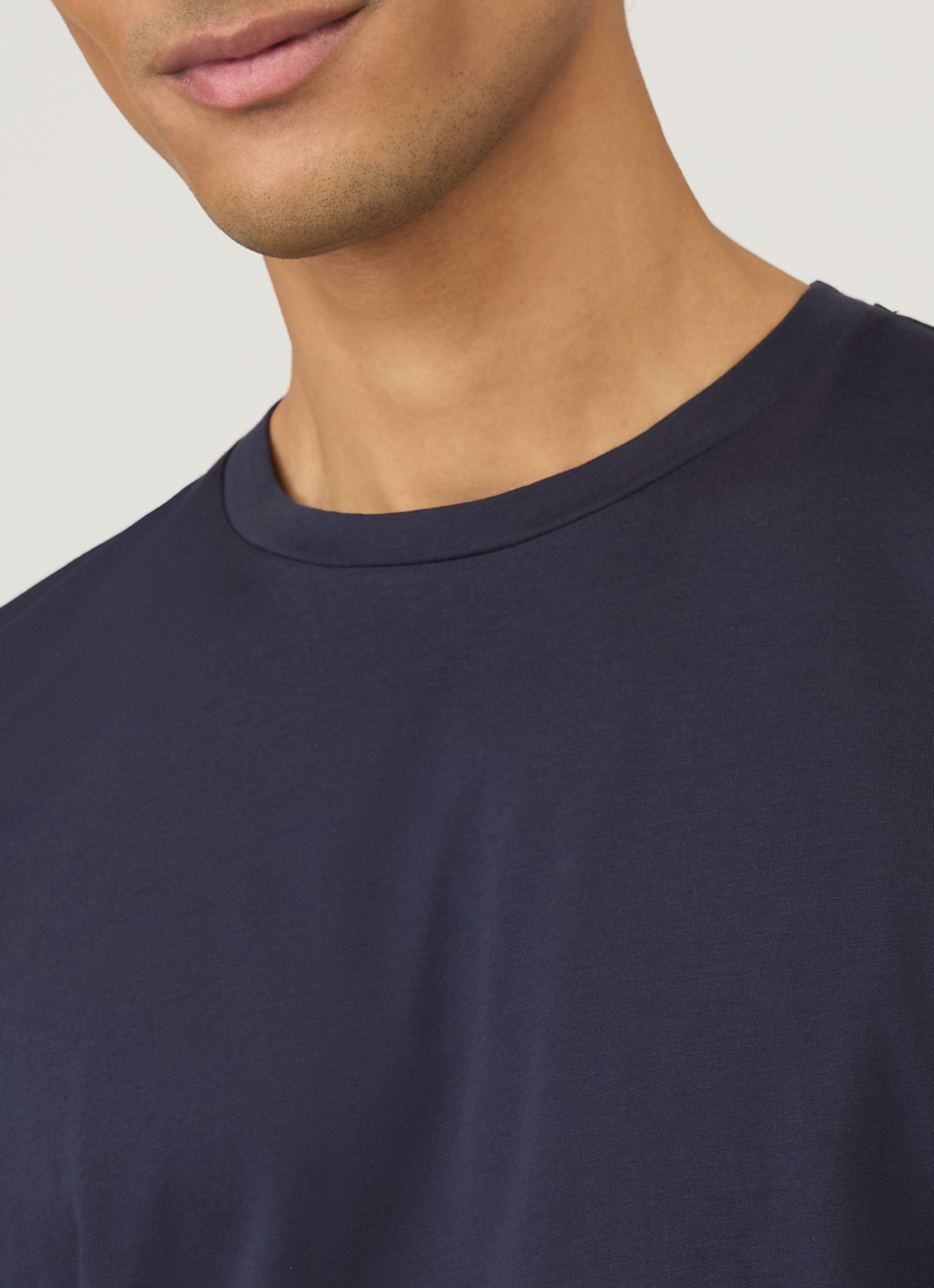 カットソー(半袖/袖なし) roku SKIPPER NECK FRENCH SLEEVE PULLOVER Men's Riviera Midweight T-shirt in Navy | Sunspel