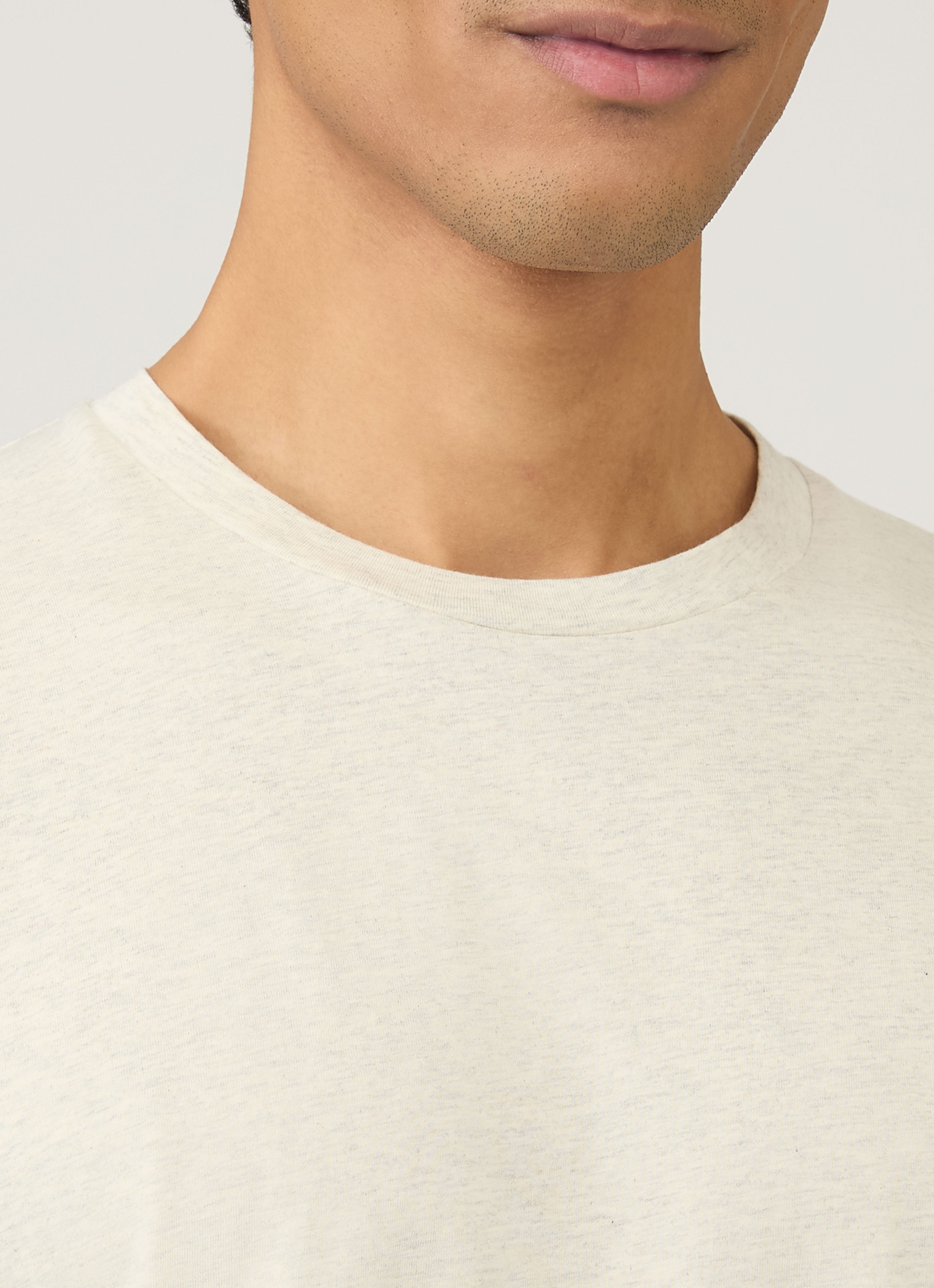 Men's Riviera Midweight T-shirt in Archive White Melange | Sunspel