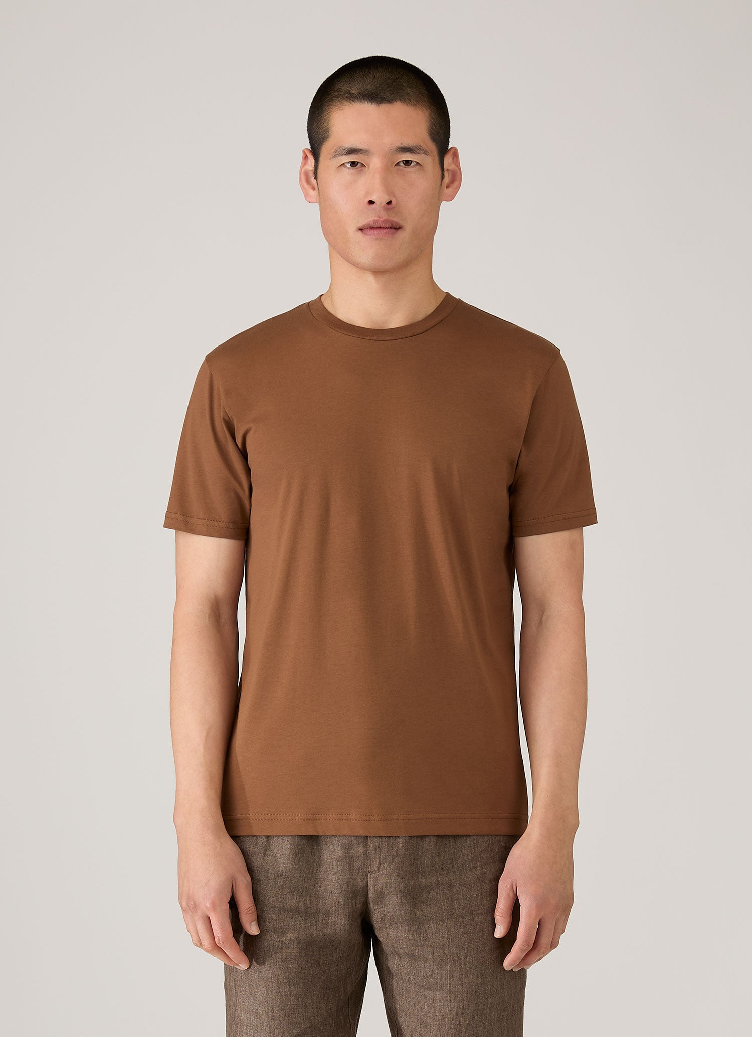 Men's Riviera Midweight T-shirt in Bronze | Sunspel