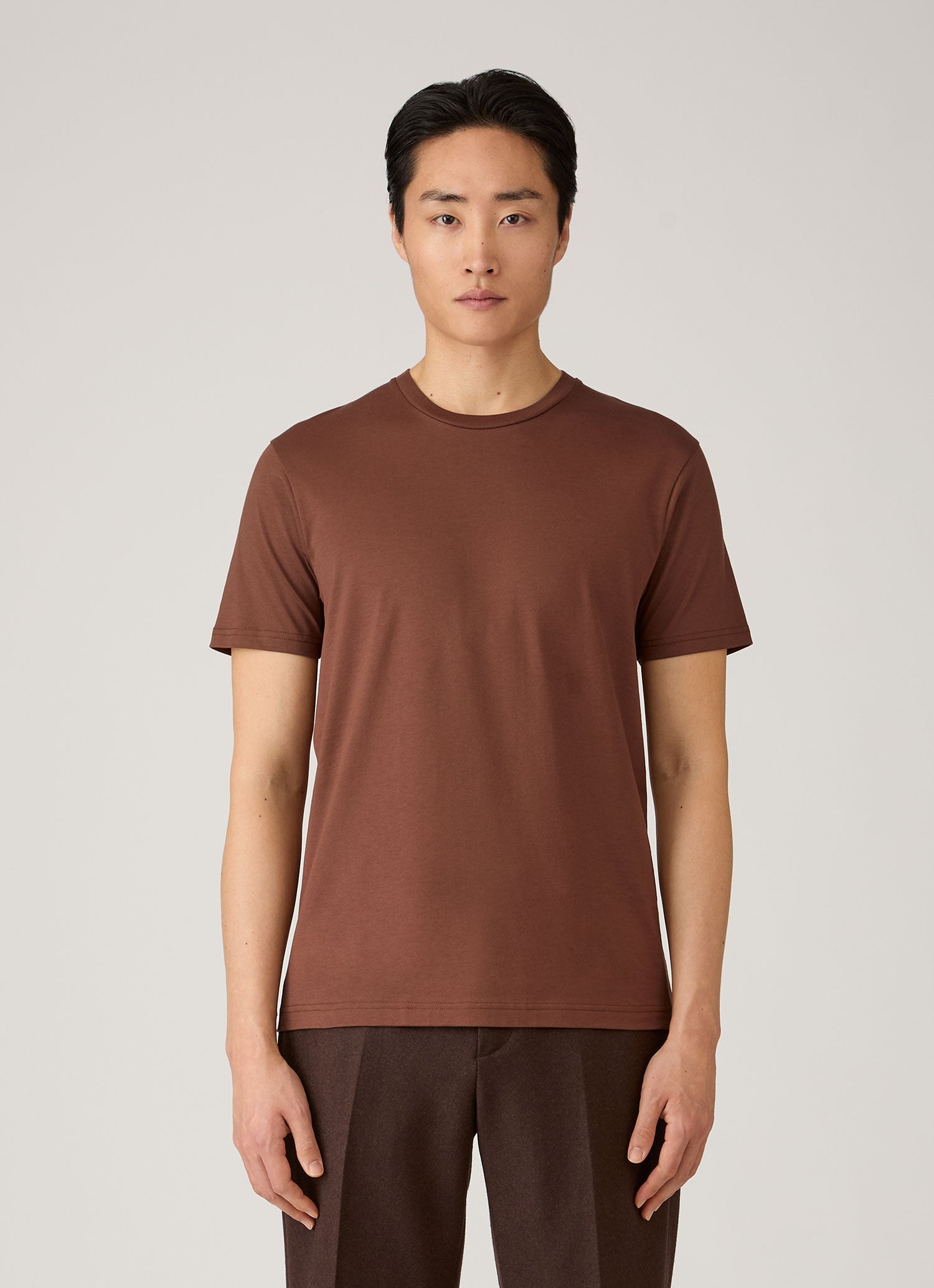 THE MUSIC バンドTシャツ ブラウン Sサイズ Men's Riviera Midweight T-shirt in Chestnut | Sunspel