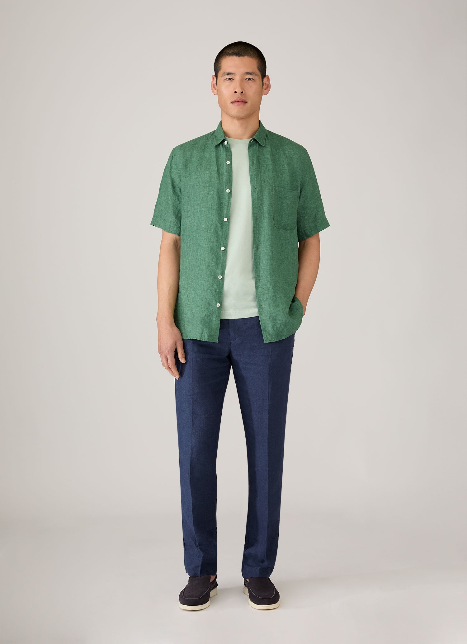 Men's Riviera Midweight T-shirt in Laurel | Sunspel