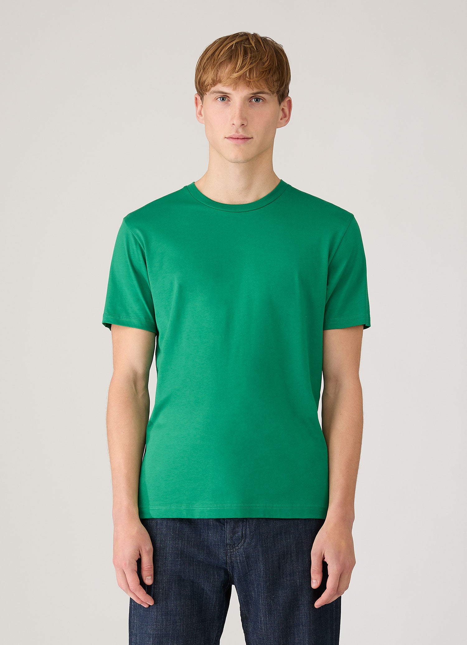 Men's Riviera Midweight T-shirt in Bright Green | Sunspel