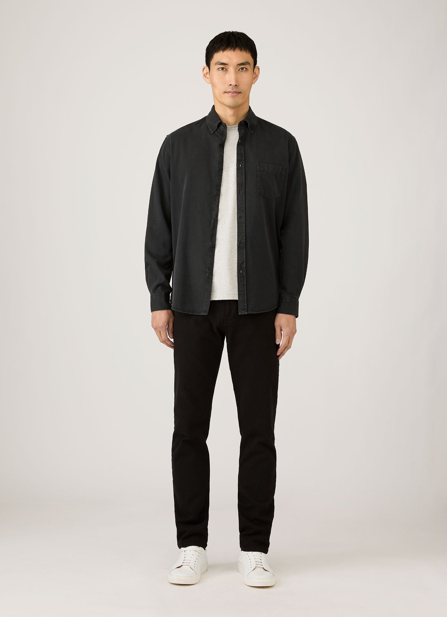 Men's Riviera Midweight T-shirt in Grey Melange | Sunspel