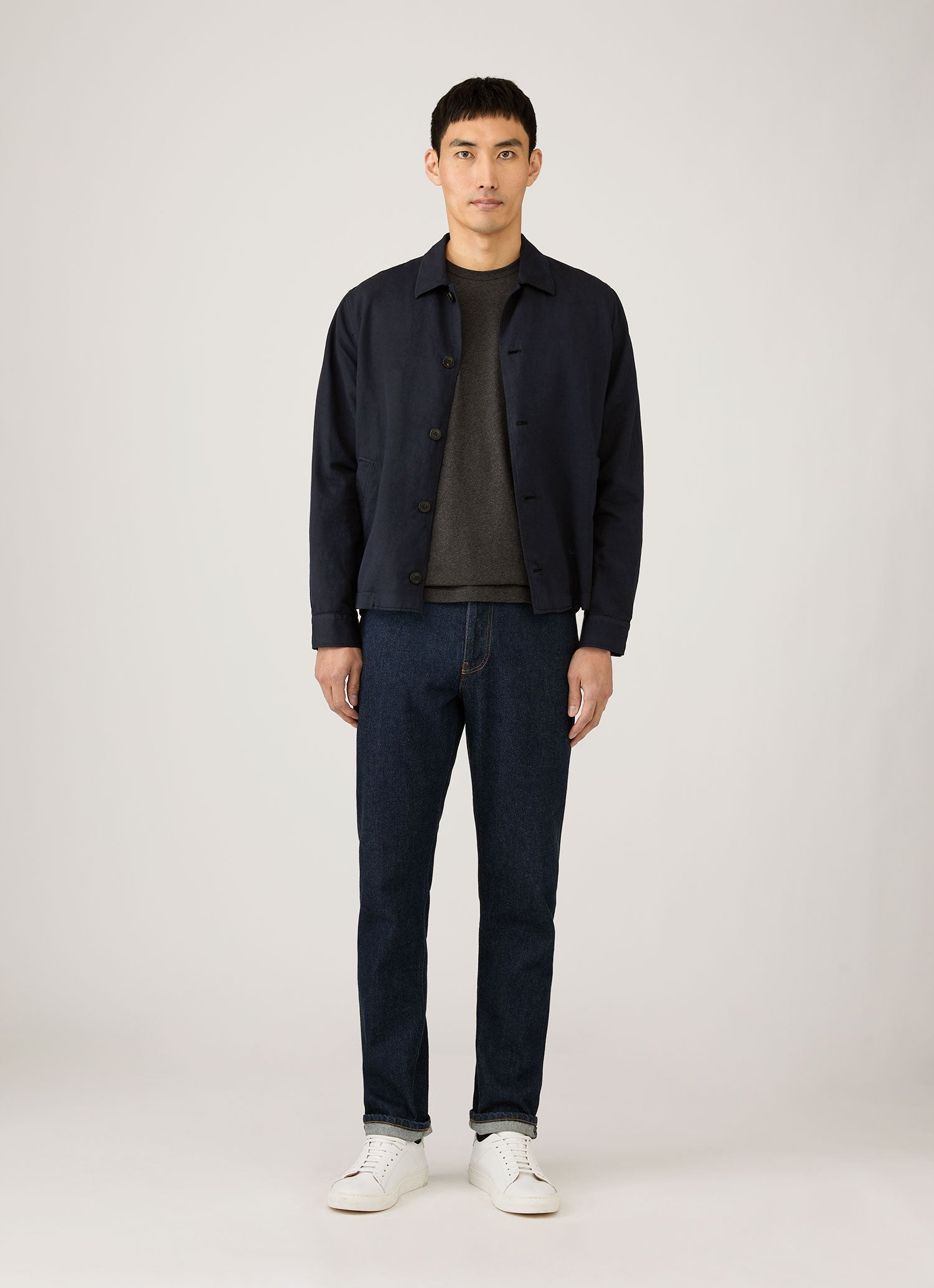 Men's Riviera Midweight T-shirt in Charcoal Melange | Sunspel