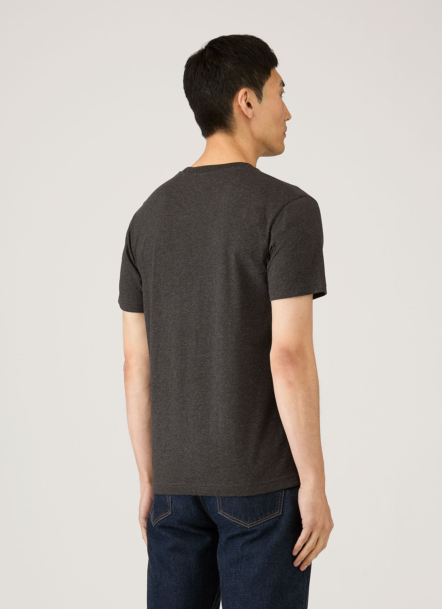 Men's Riviera Midweight T-shirt in Charcoal Melange | Sunspel