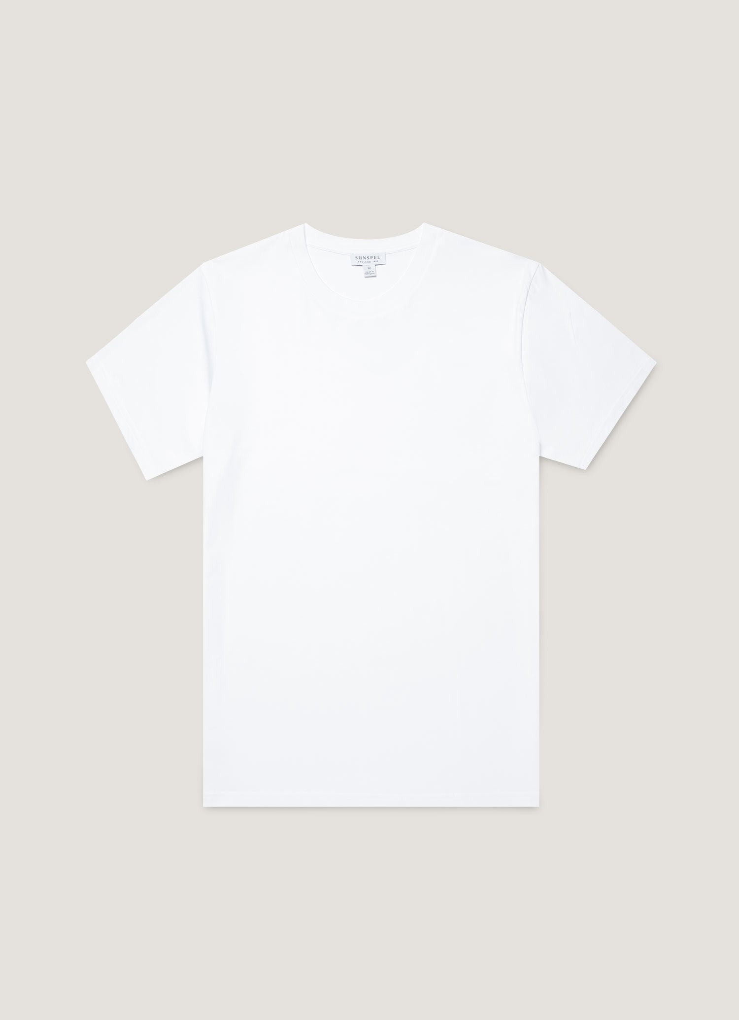 SUNSPEL クルーネック コットン 半袖Tシャツ L ホワイト Men's Riviera Midweight T-shirt in White | Sunspel