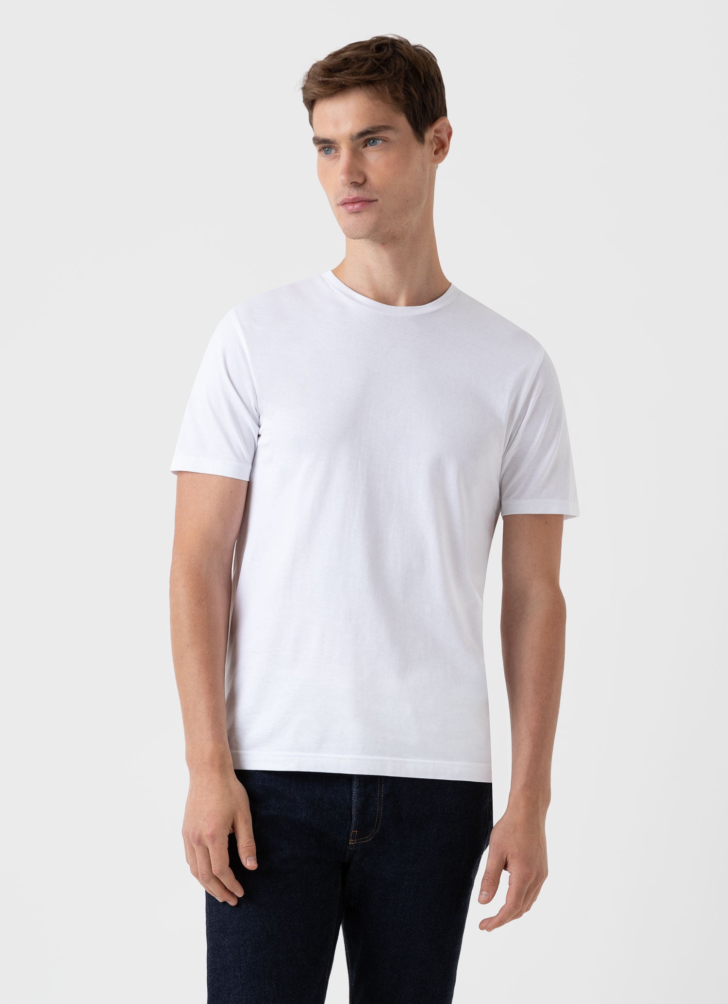 Men's Riviera Midweight T-shirt in White | Sunspel