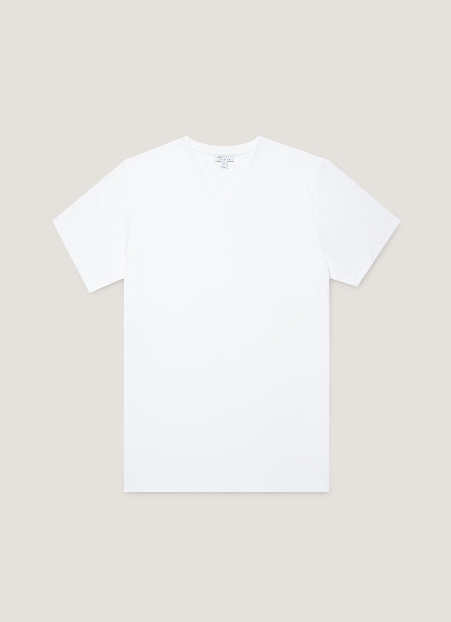 Men's Riviera Midweight V‑neck T‑shirt in White | Sunspel