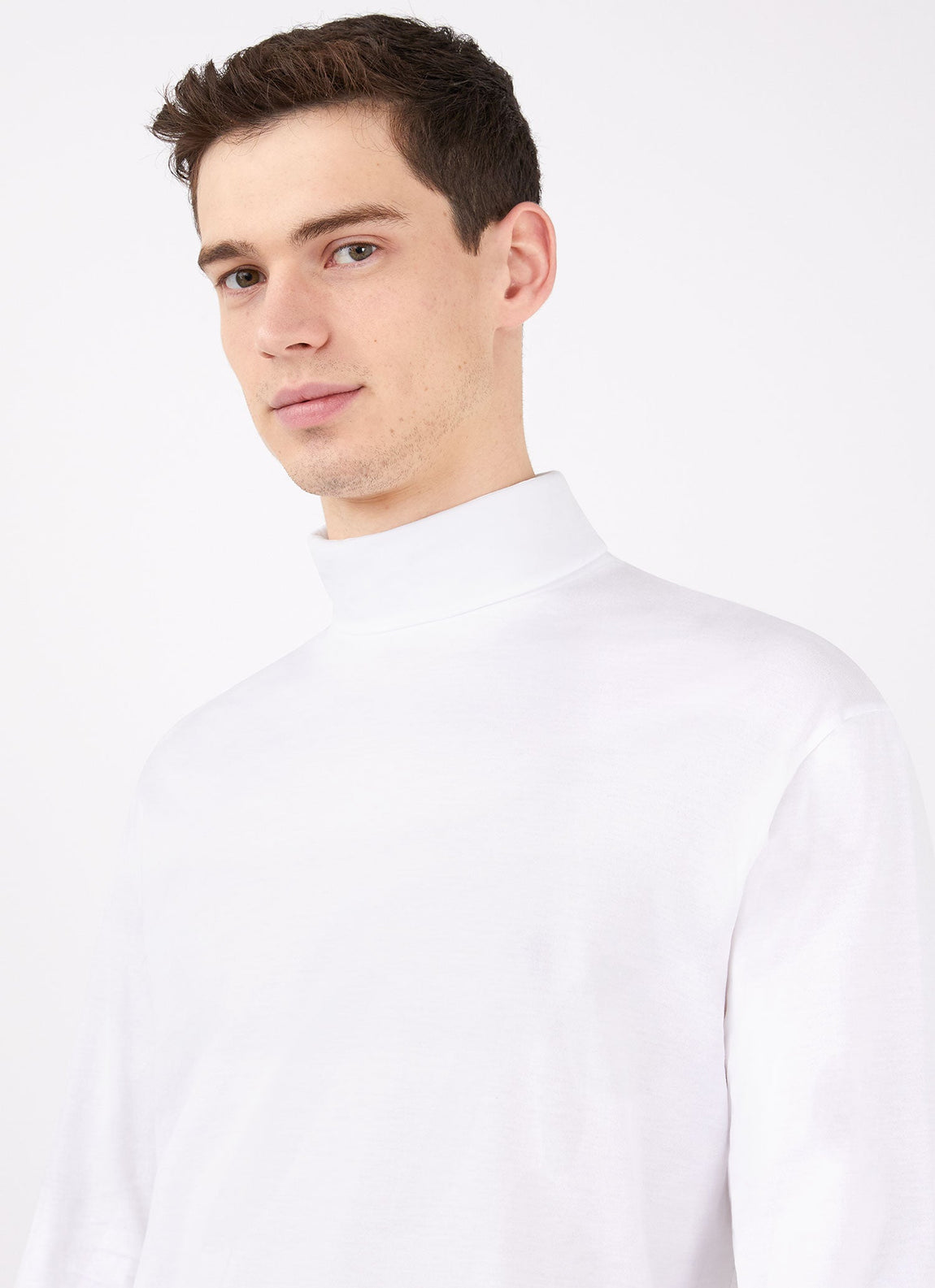 Men's Long Sleeve Roll Neck in White