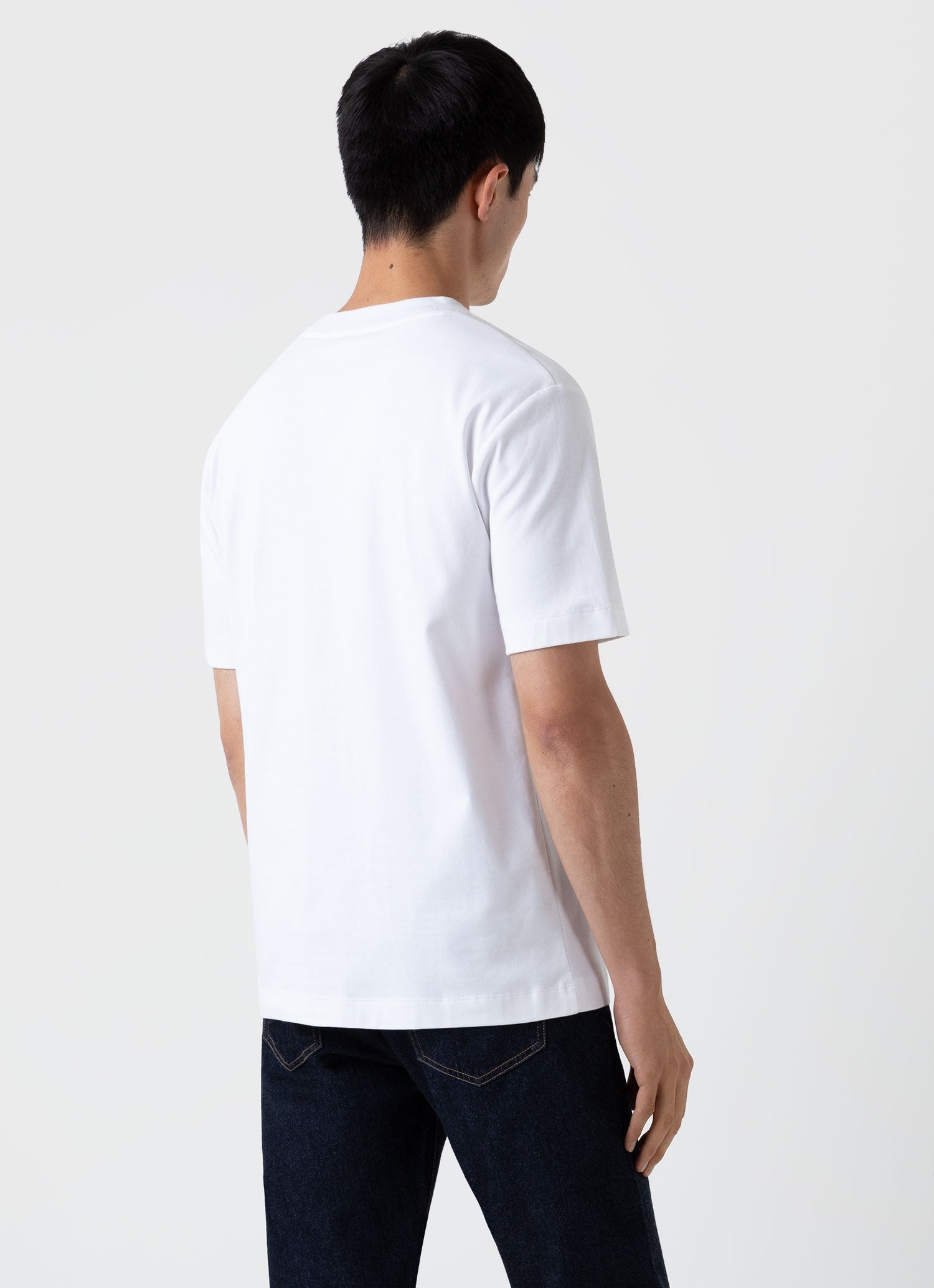 Men's Mock Neck Heavyweight T-shirt in White | Sunspel