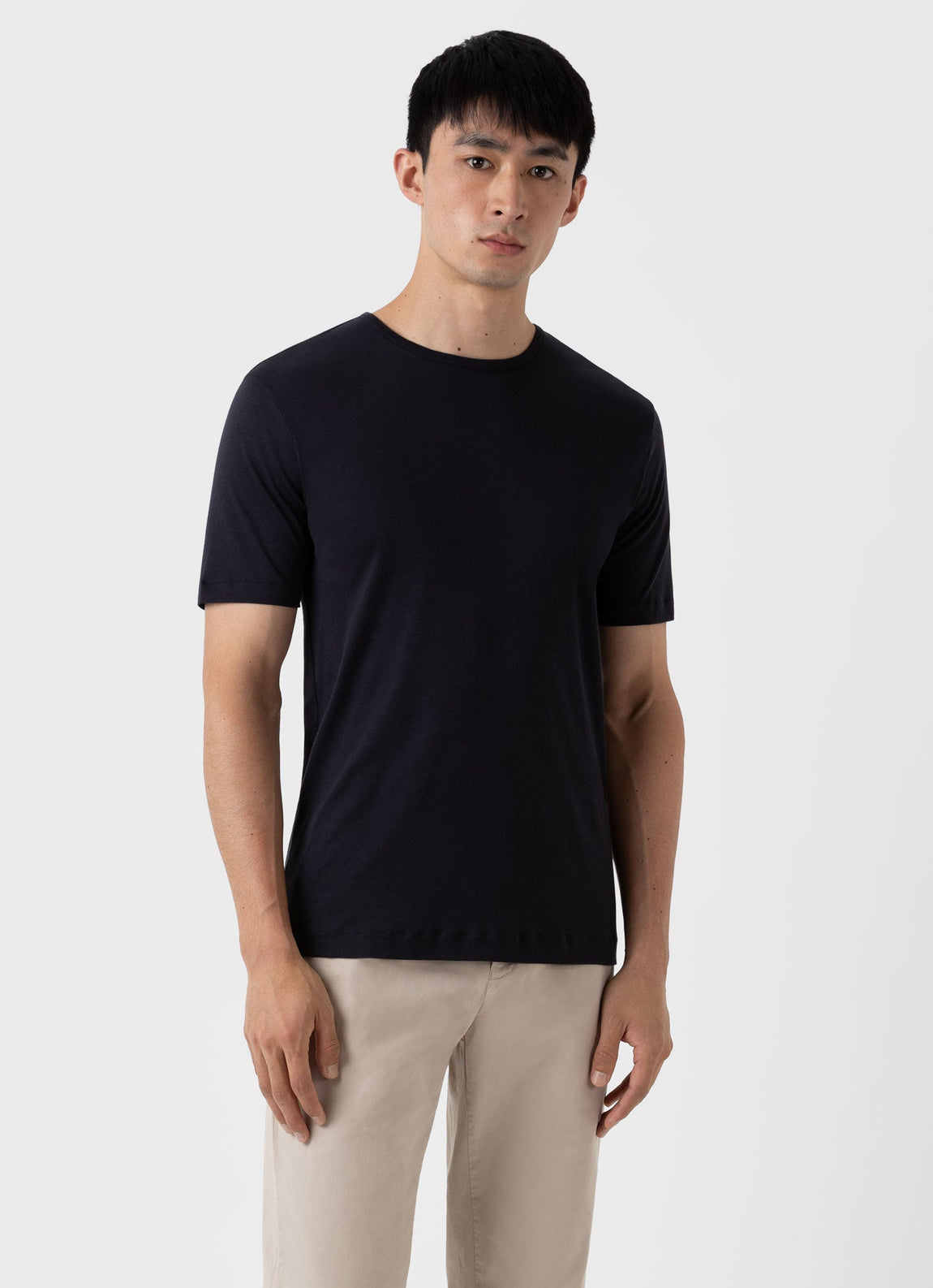 Men's Sea Island Cotton T-shirt in Black | Sunspel