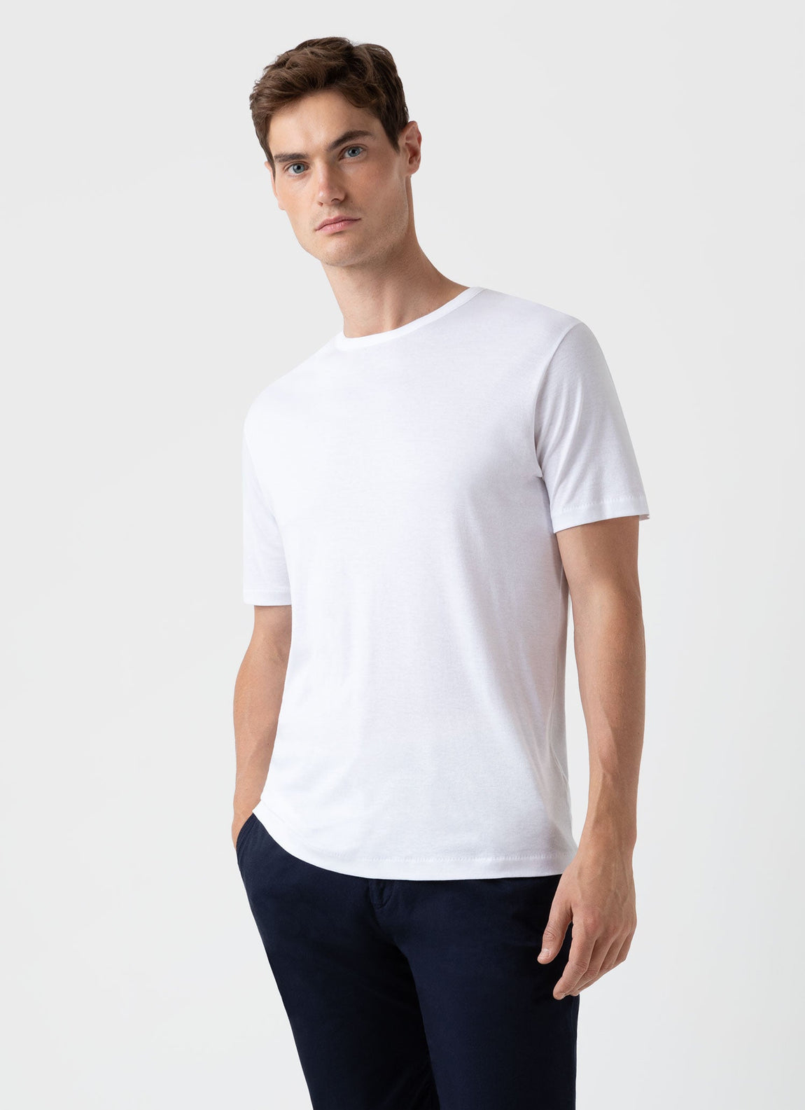 Men's Sea Island Cotton T-shirt in White | Sunspel