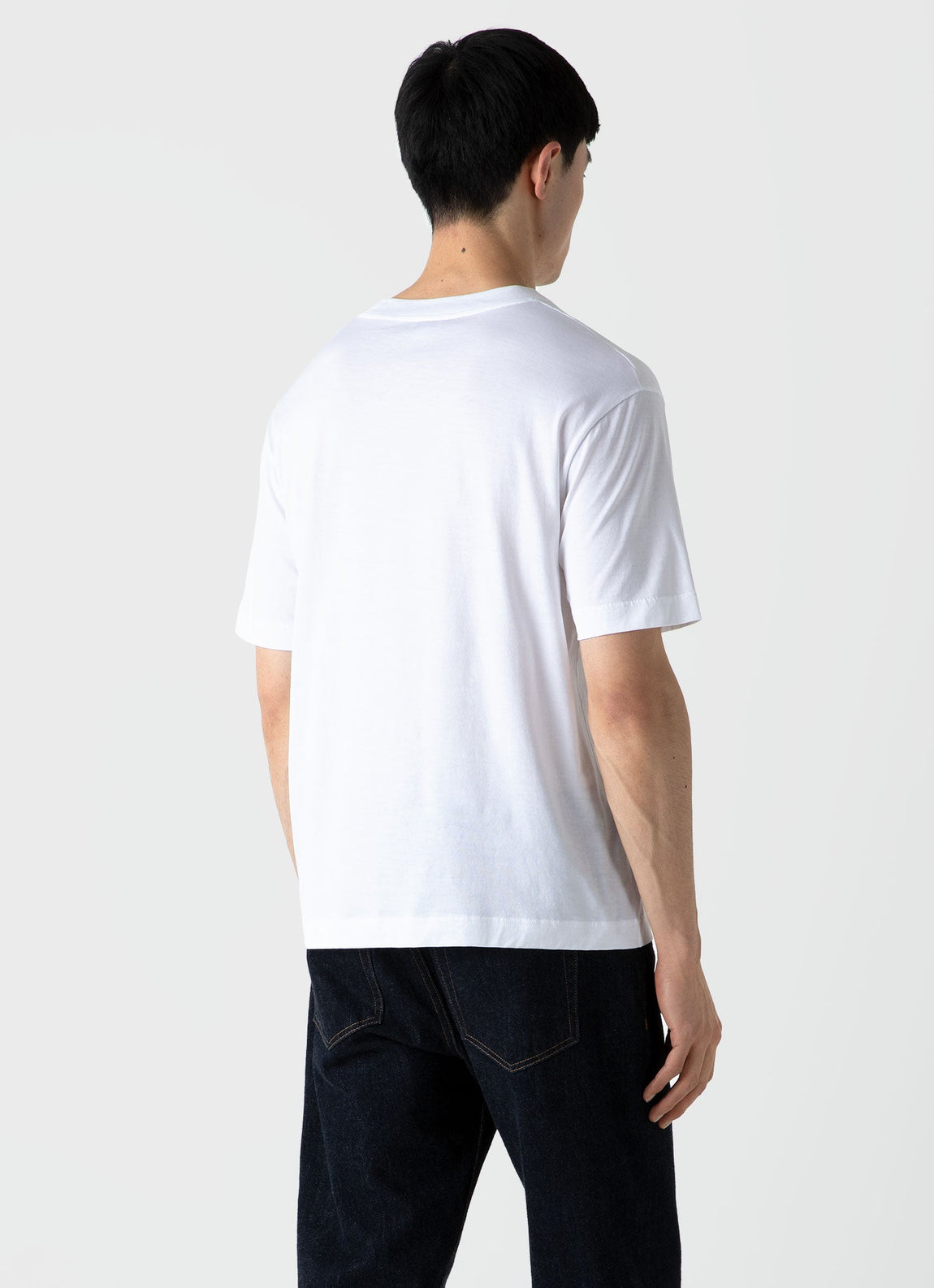 Men's Mock Neck T-shirt in White | Sunspel