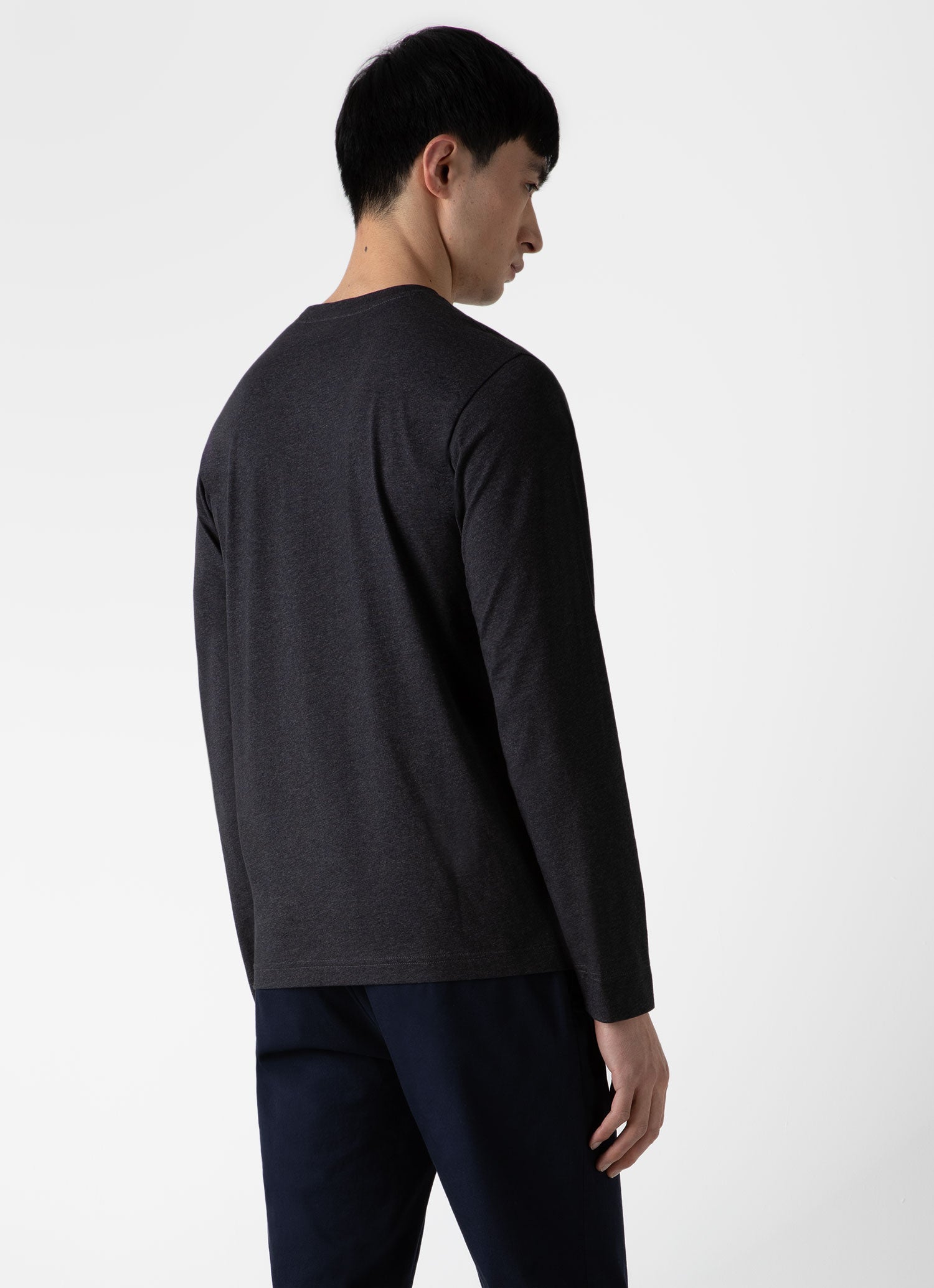 Men's Long Sleeve Riviera T-shirt in Charcoal Melange