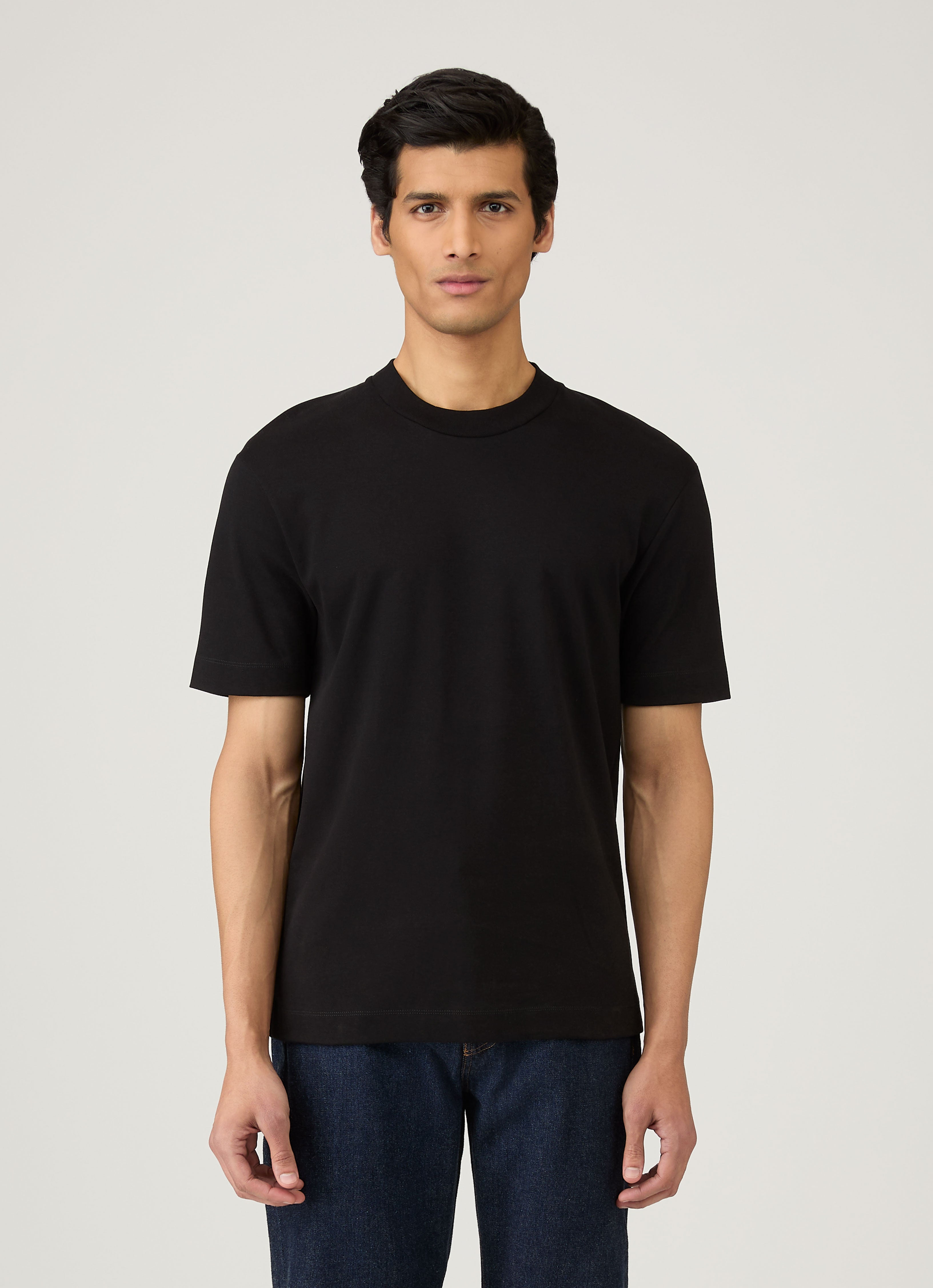 Men's Relaxed Fit Heavyweight T-shirt in Black | Sunspel