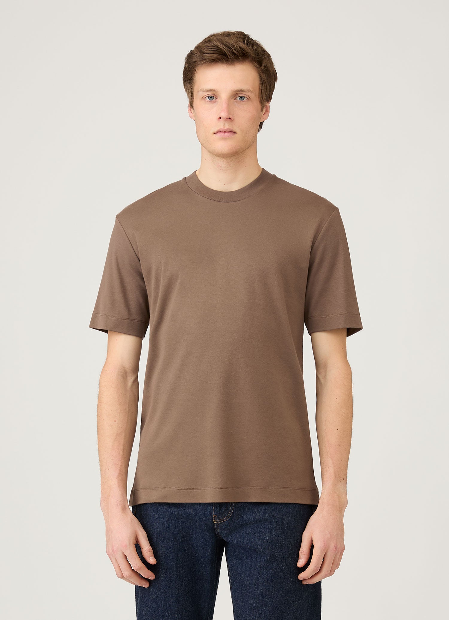 Men's Relaxed Fit Heavyweight T-shirt in Bark | Sunspel