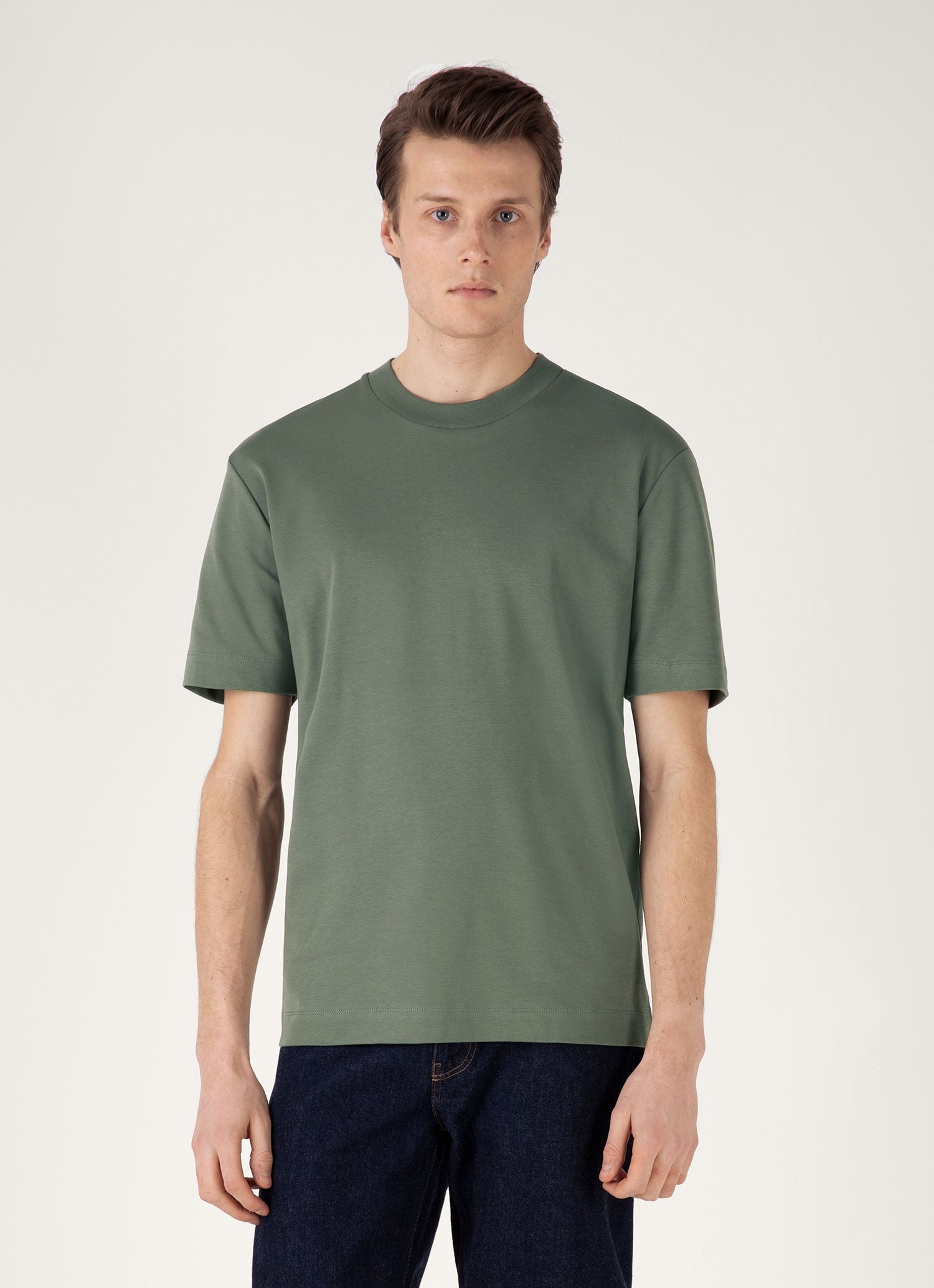 Men's Relaxed Fit Heavyweight T-shirt in Dusk Green | Sunspel