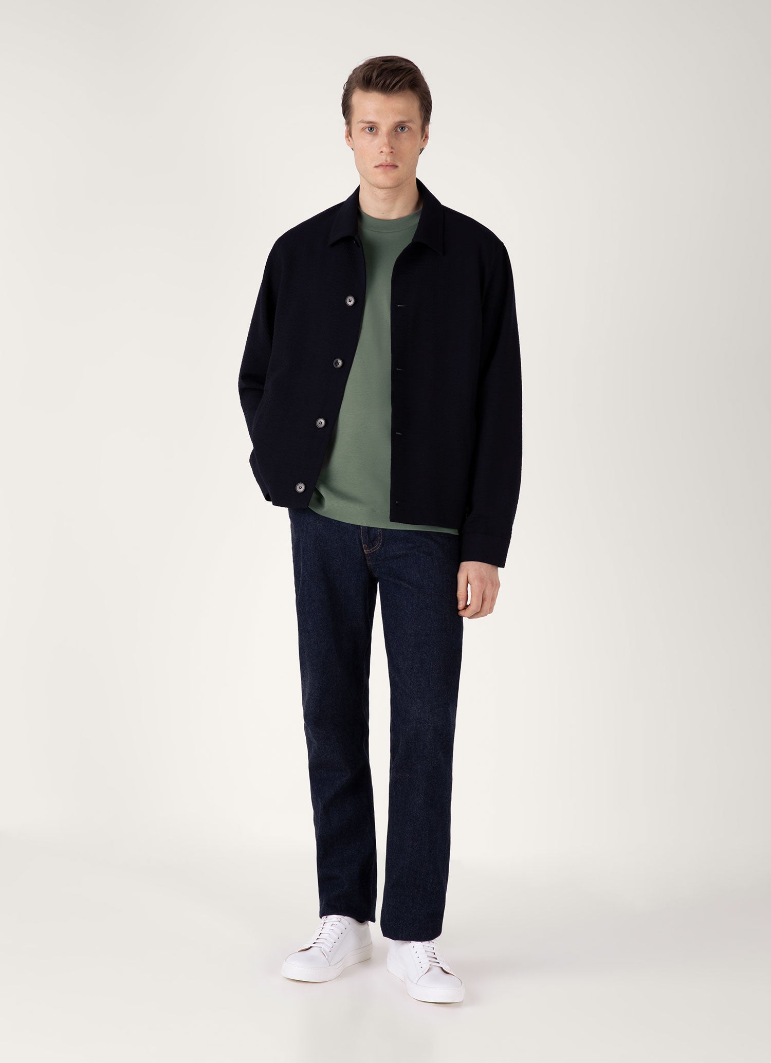 Men's Relaxed Fit Heavyweight T-shirt in Dusk Green | Sunspel