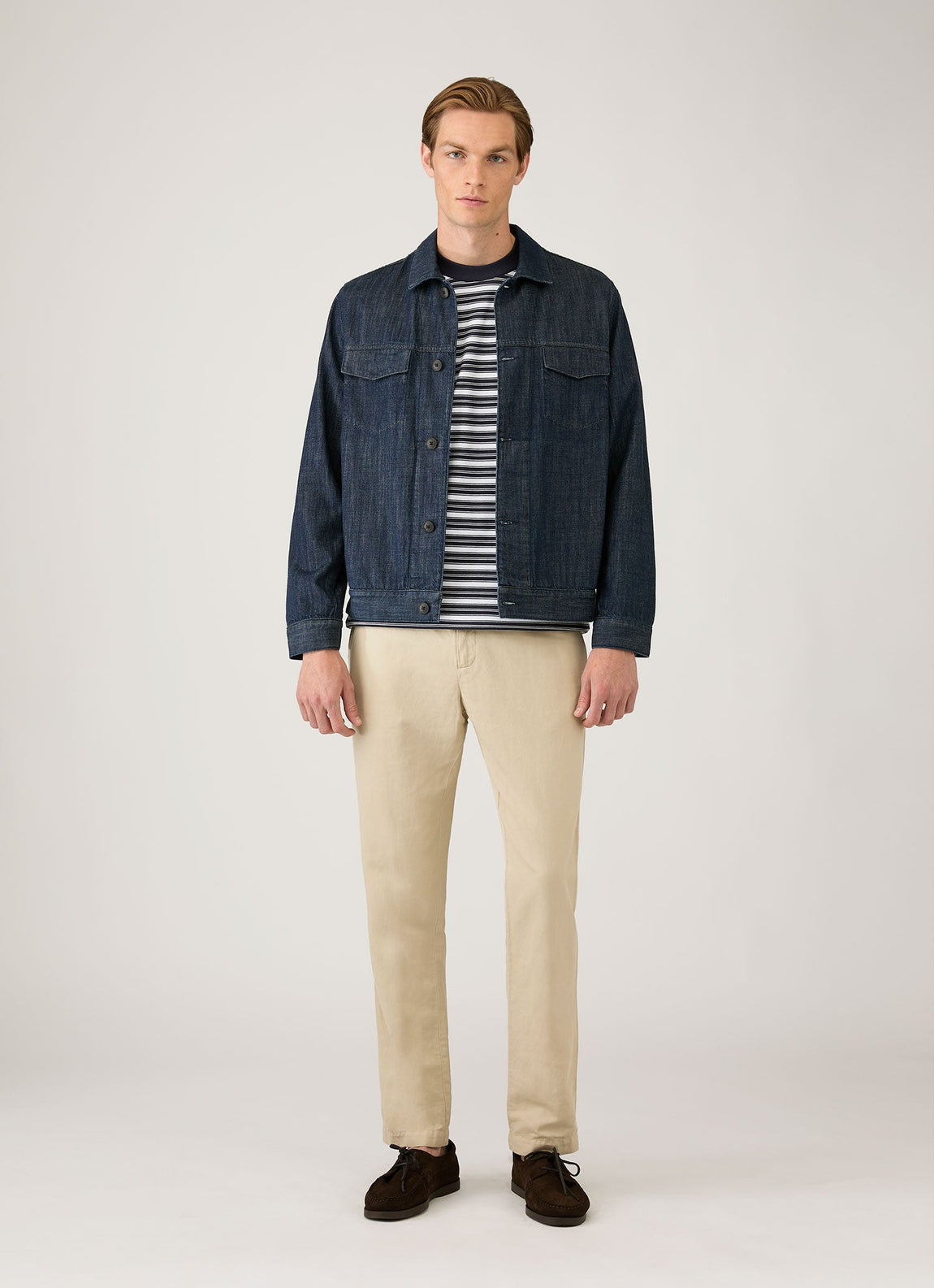 Men's Relaxed Fit Heavyweight T-shirt in White/Navy