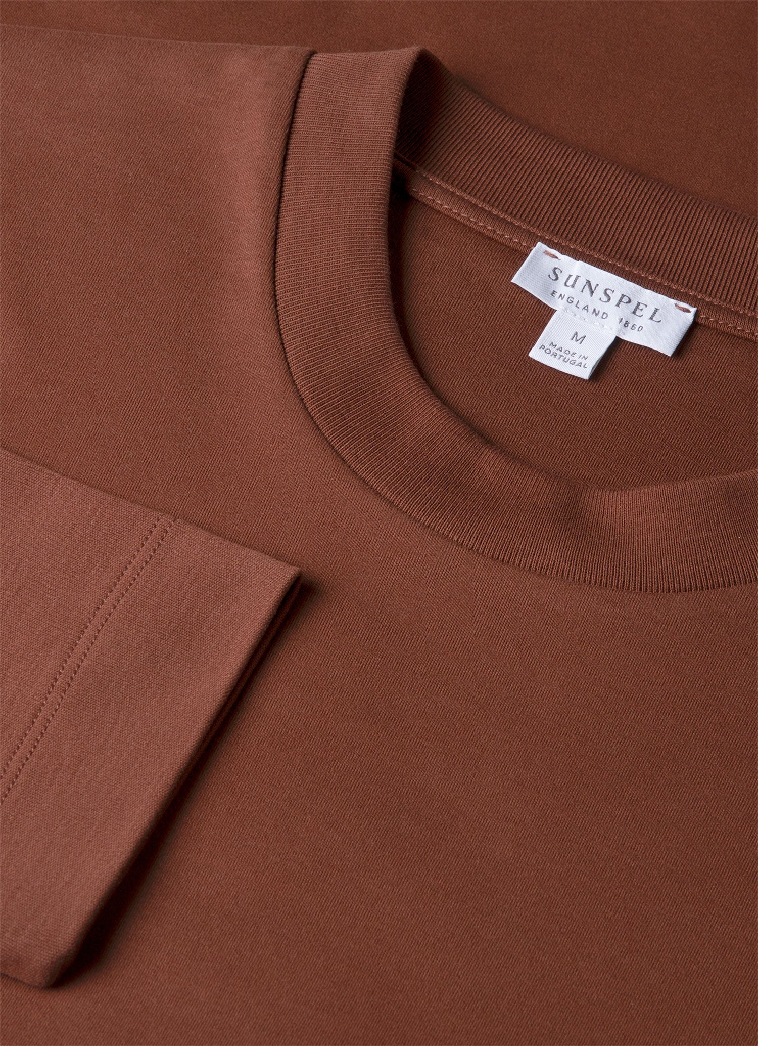 Men's Long Sleeve Heavyweight T-shirt in Conker Brown | Sunspel