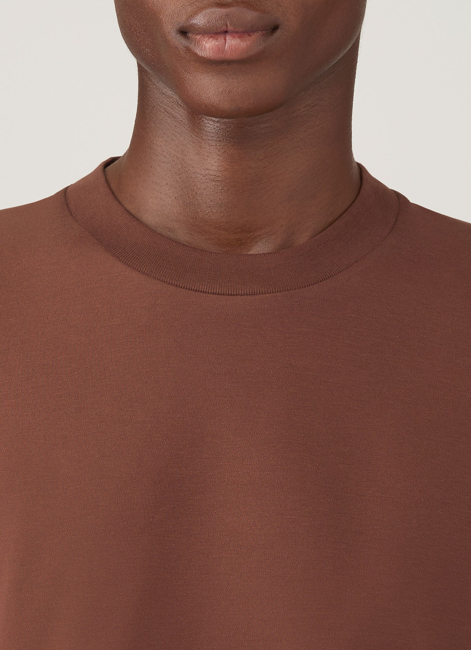 Men's Long Sleeve Heavyweight T-shirt in Conker Brown | Sunspel
