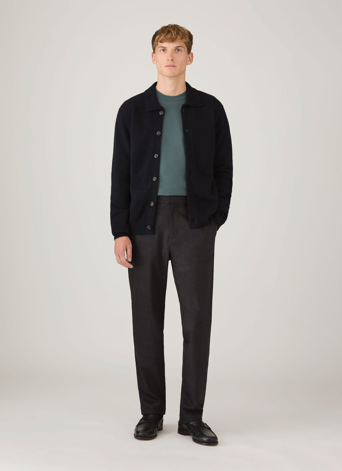 Men's Long Sleeve Heavyweight T-shirt in Dark Petrol