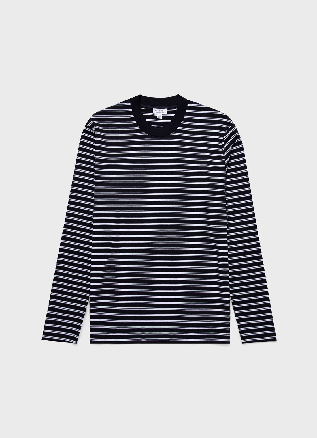 Men's Long Sleeve Heavyweight T-shirt in Navy/White