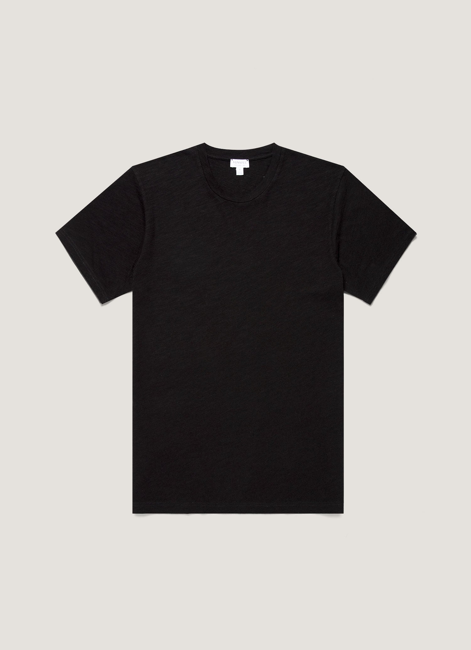 Men's Cotton Linen T-shirt in Black | Sunspel