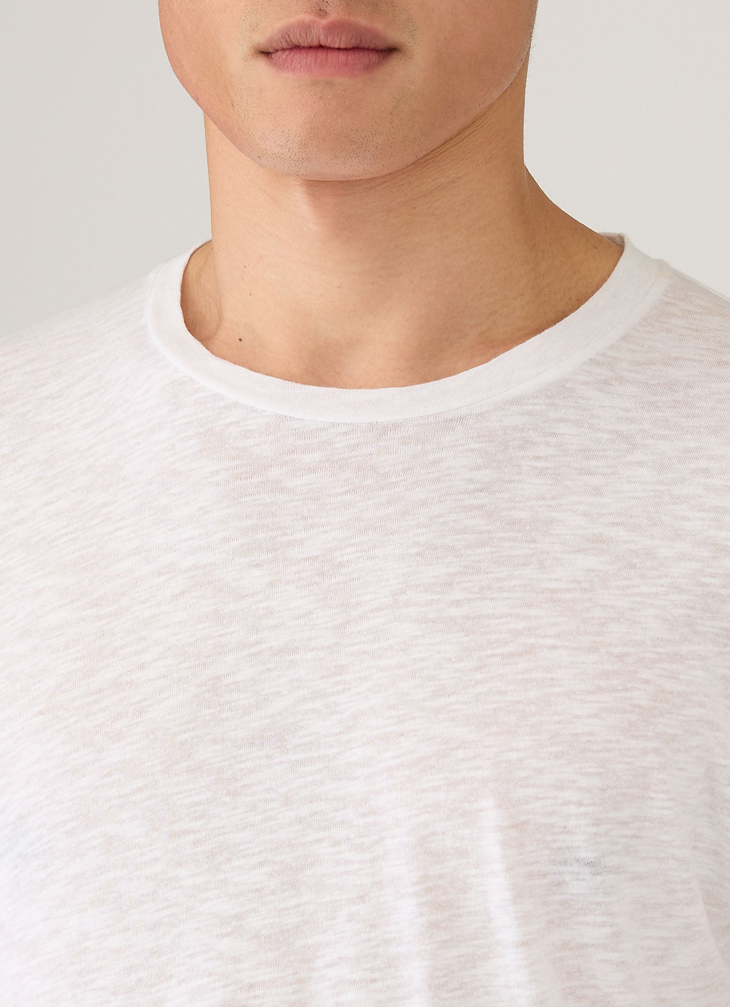 Men's Cotton Linen T-shirt in White | Sunspel