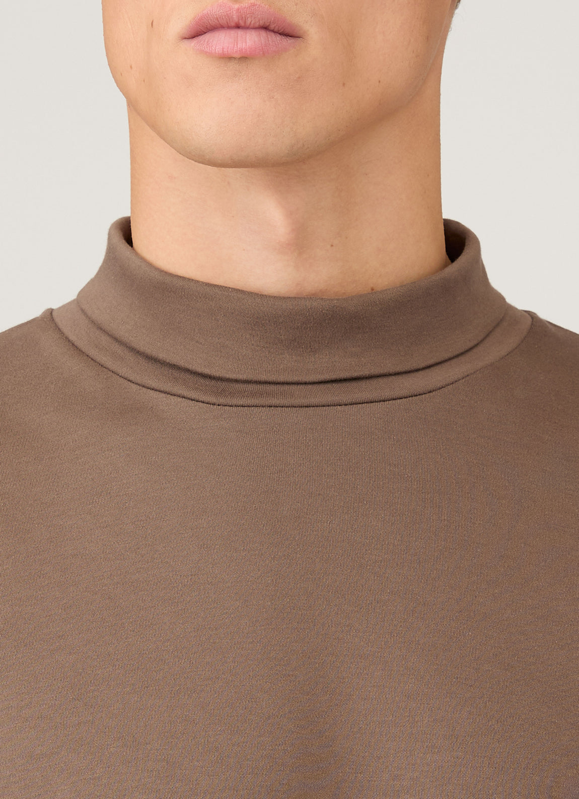 Men's Roll Neck Heavyweight T-shirt in Bark