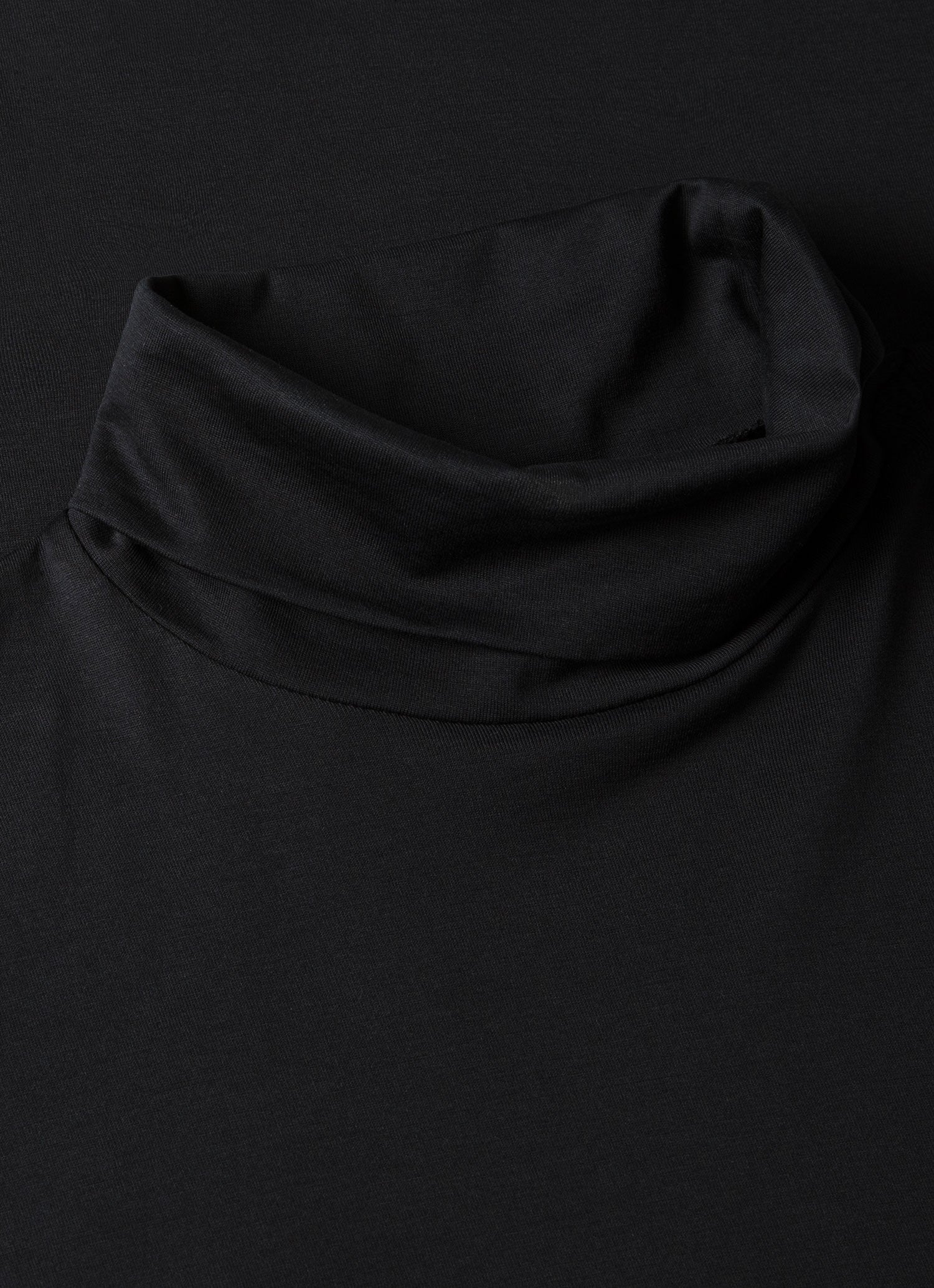 Men's Long Sleeve Roll Neck T-shirt in Black | Sunspel