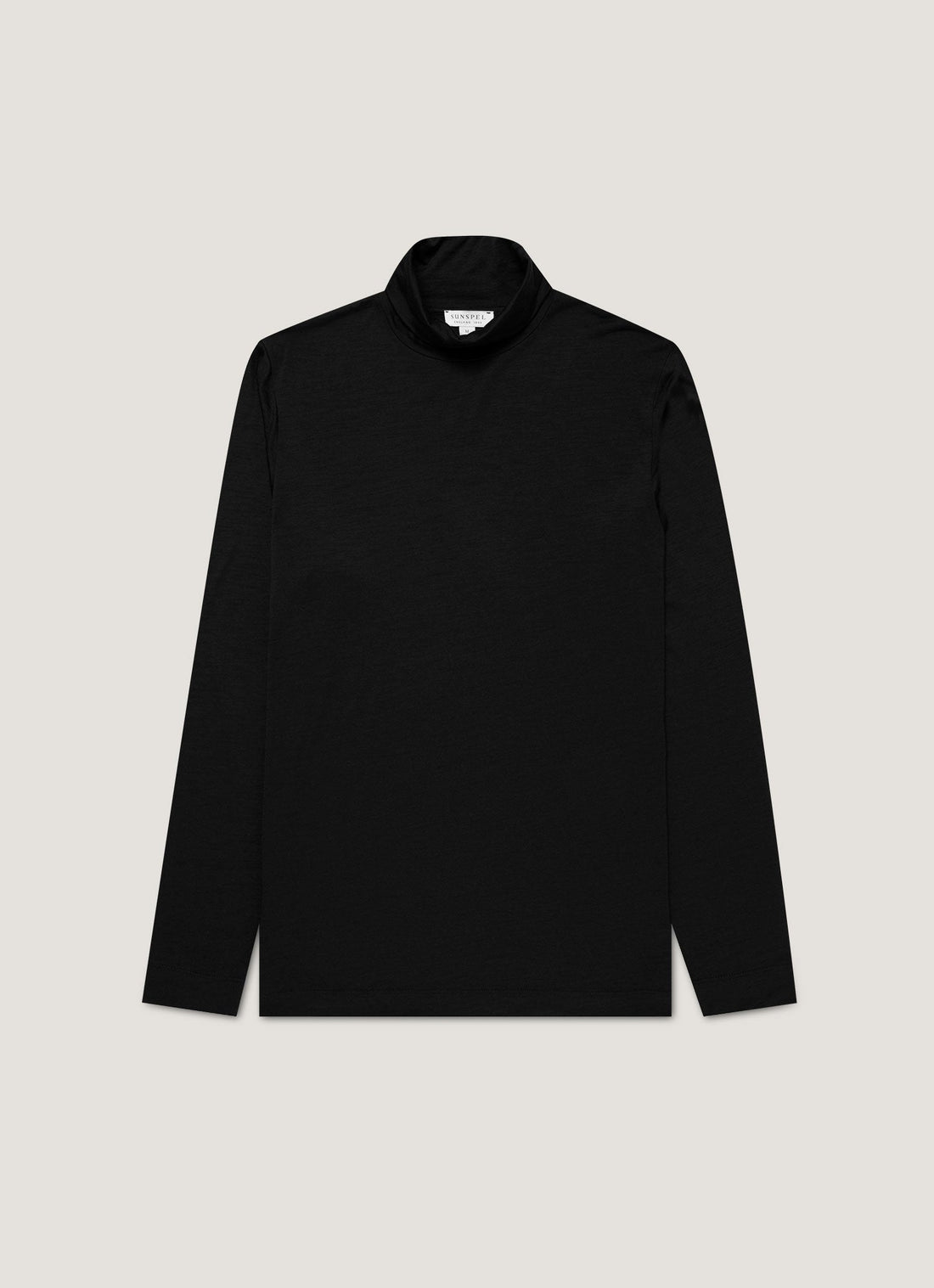 Men's Ultra-Fine Merino Roll Neck in Black