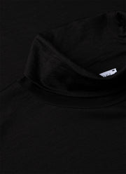 Men's Ultra-Fine Merino Roll Neck in Black