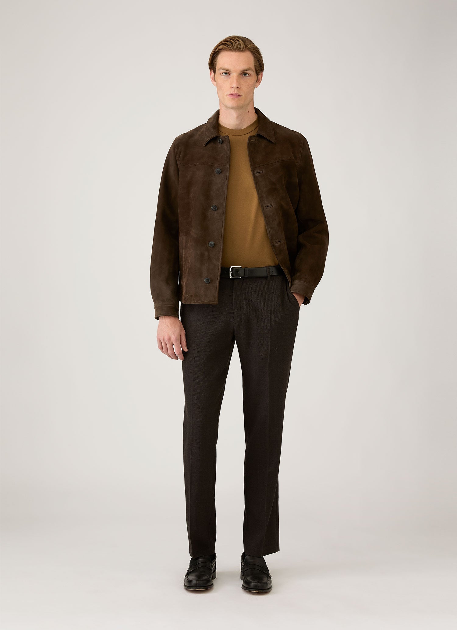 Men's Silk Cotton Cashmere T-shirt in Walnut | Sunspel