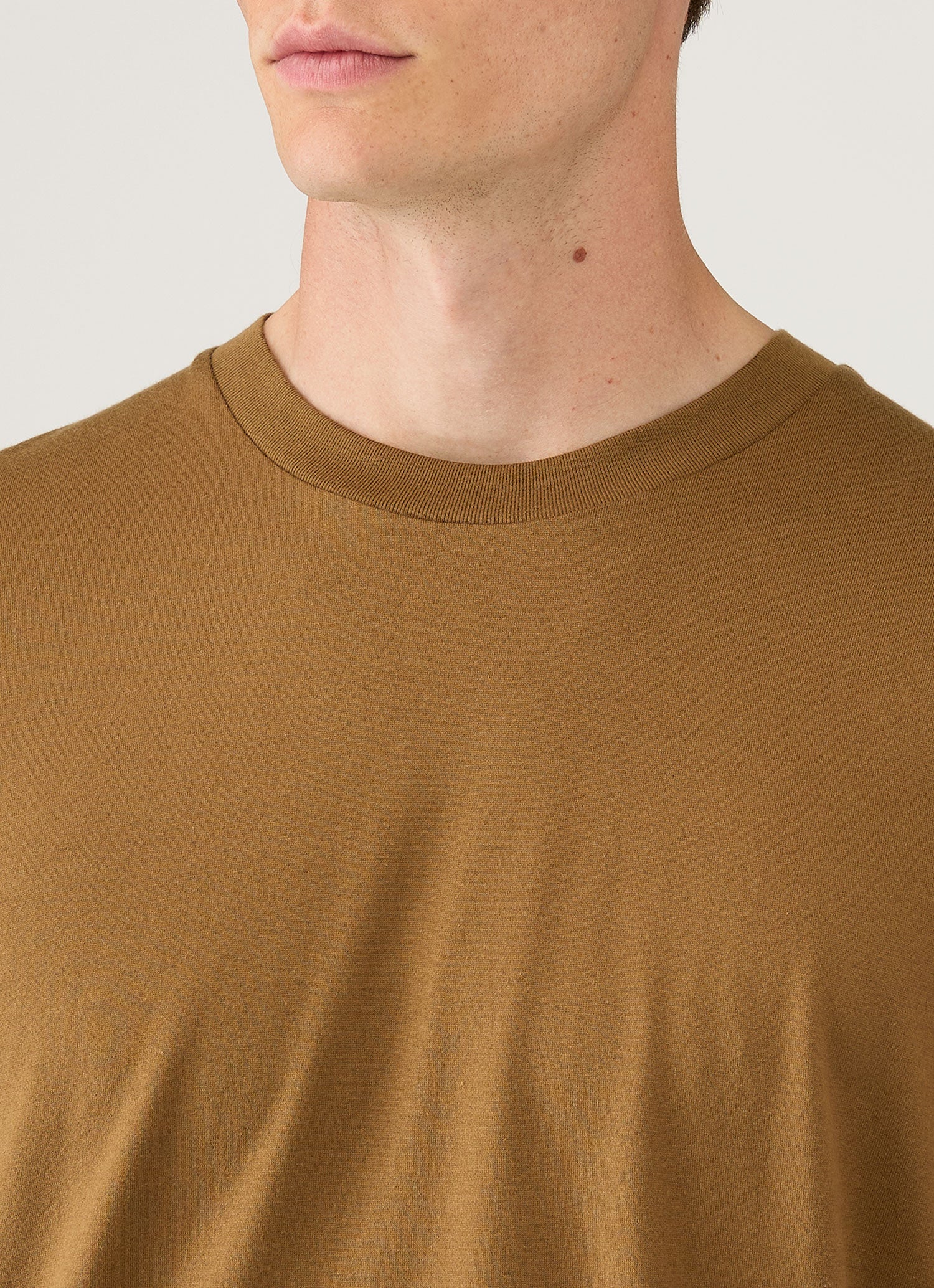 Men's Silk Cotton Cashmere T-shirt in Walnut | Sunspel
