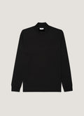 Men's Long Sleeve Brushed Cotton Mock Neck T-shirt in Black