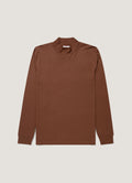 Men's Long Sleeve Brushed Cotton Mock Neck T-shirt in Chestnut