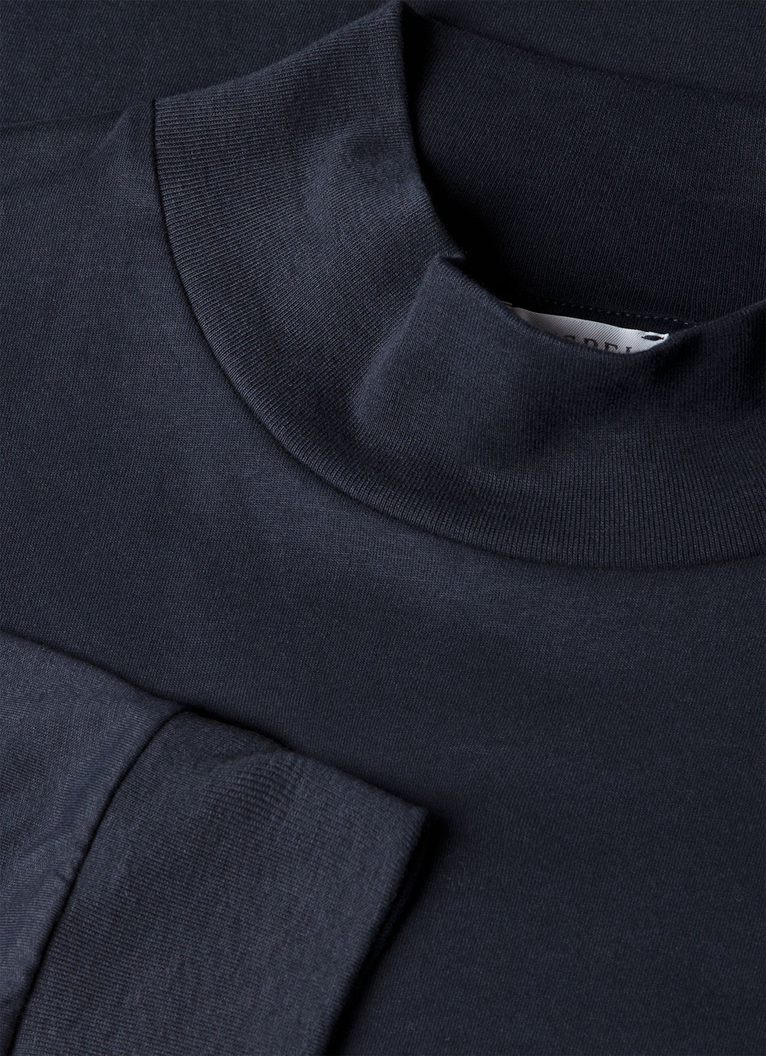 Men's Long Sleeve Brushed Cotton Mock Neck T-shirt in Midnight Navy