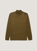 Men's Long Sleeve Brushed Cotton Mock Neck T-shirt in Loden Green